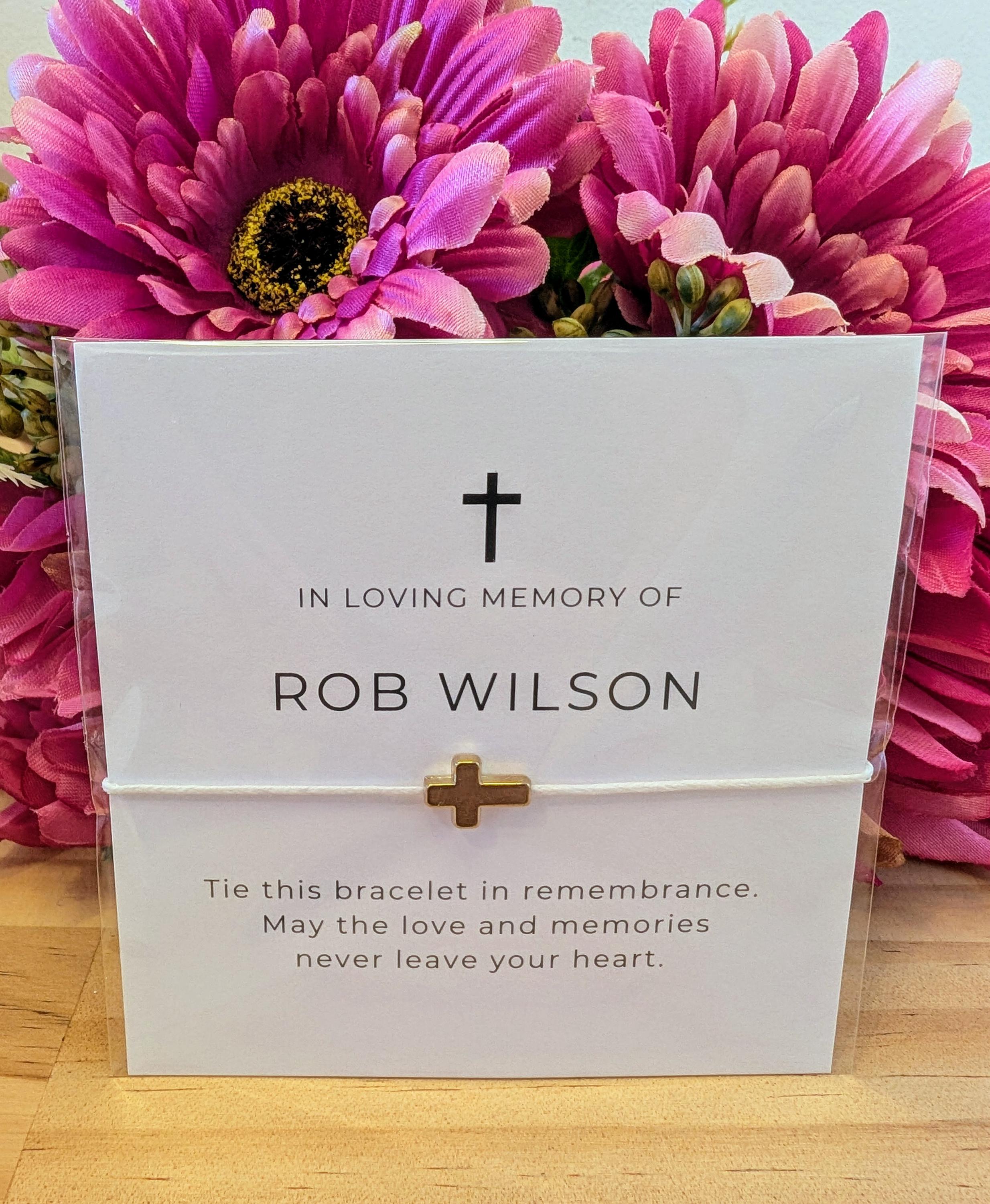 Personalized Memorial Cross Bracelet Favor