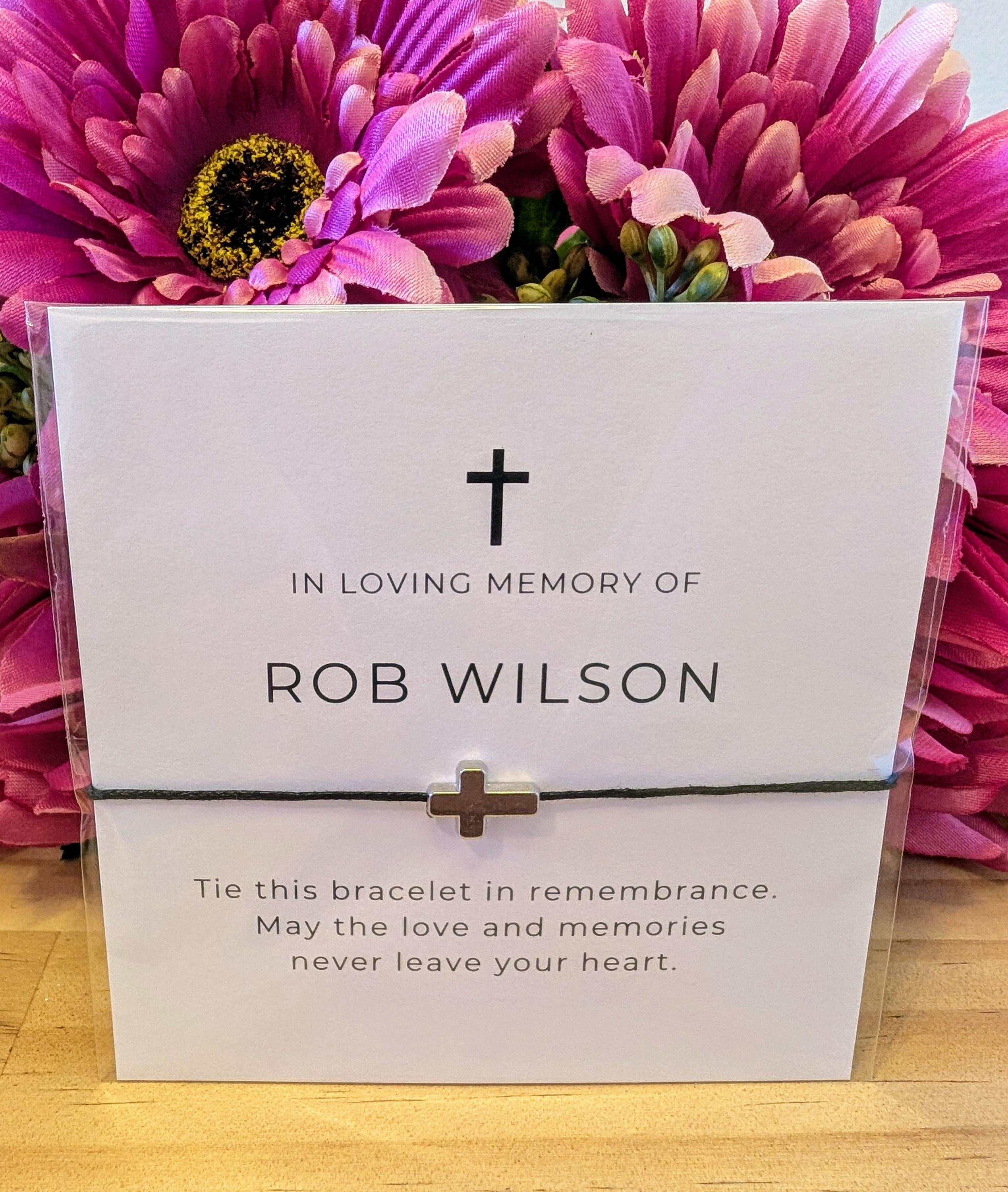 Personalized Memorial Cross Bracelet Favor