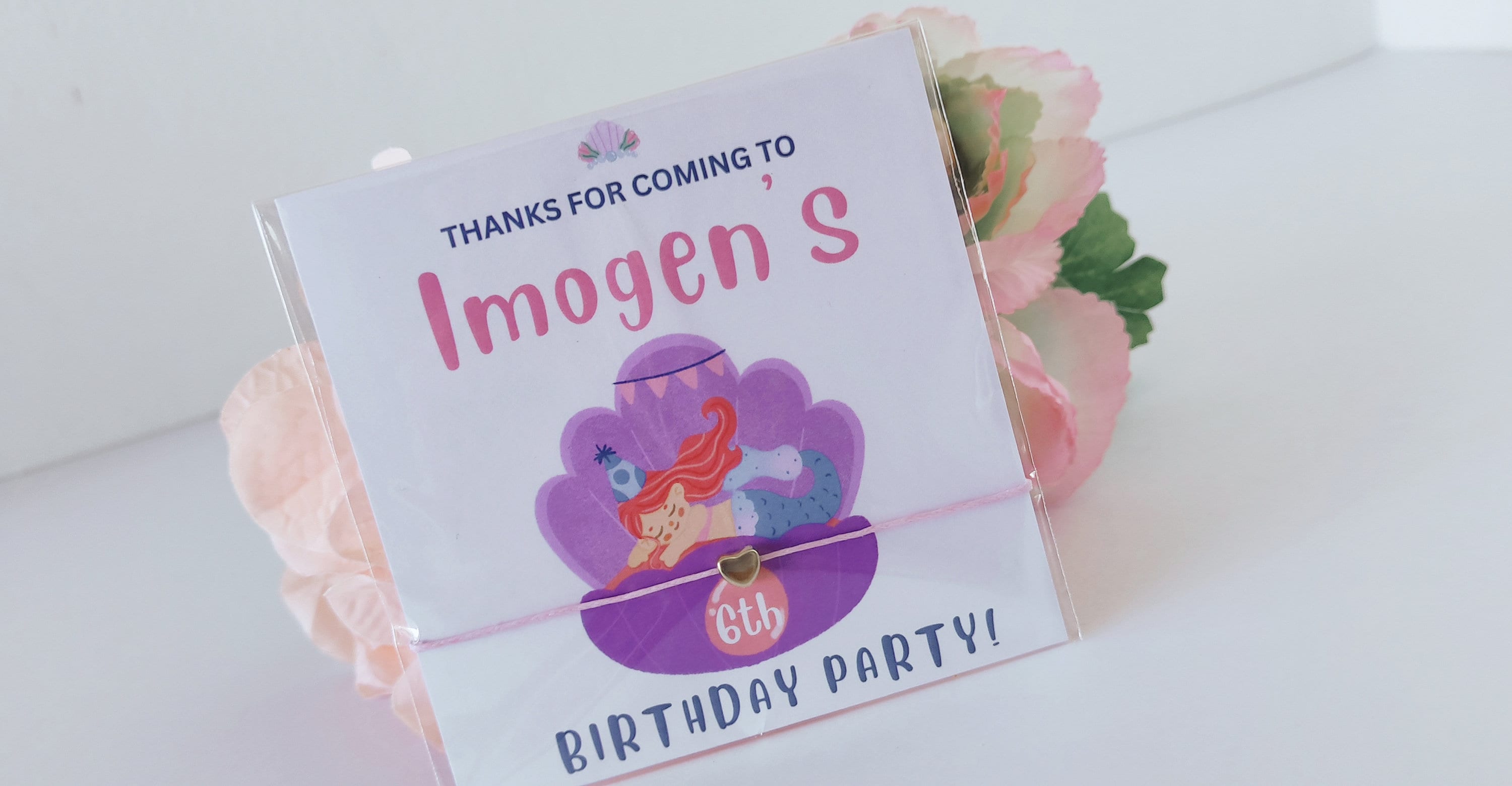 Personalized Mermaid Birthday Wish Bracelet Favors