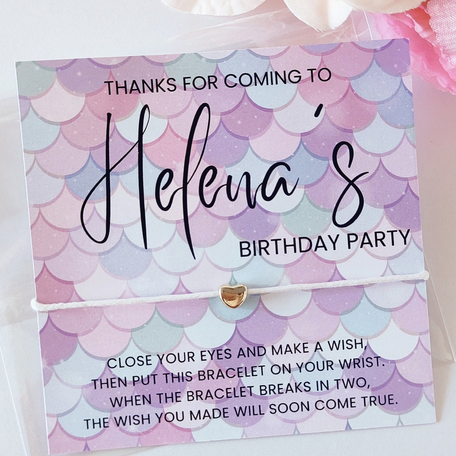 Personalized Mermaid Birthday Wish Bracelet Favors