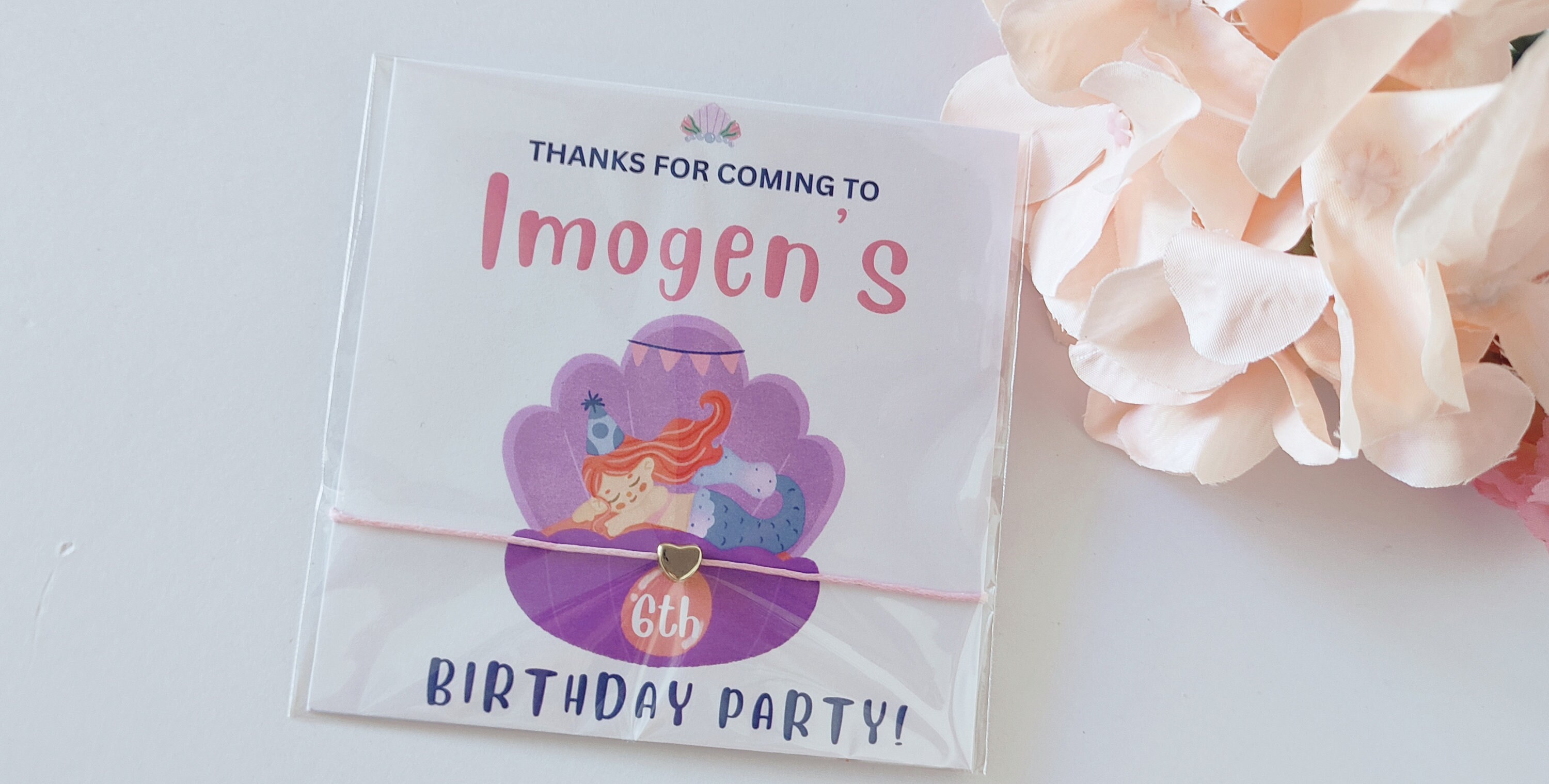 Personalized Mermaid Birthday Wish Bracelet Favors
