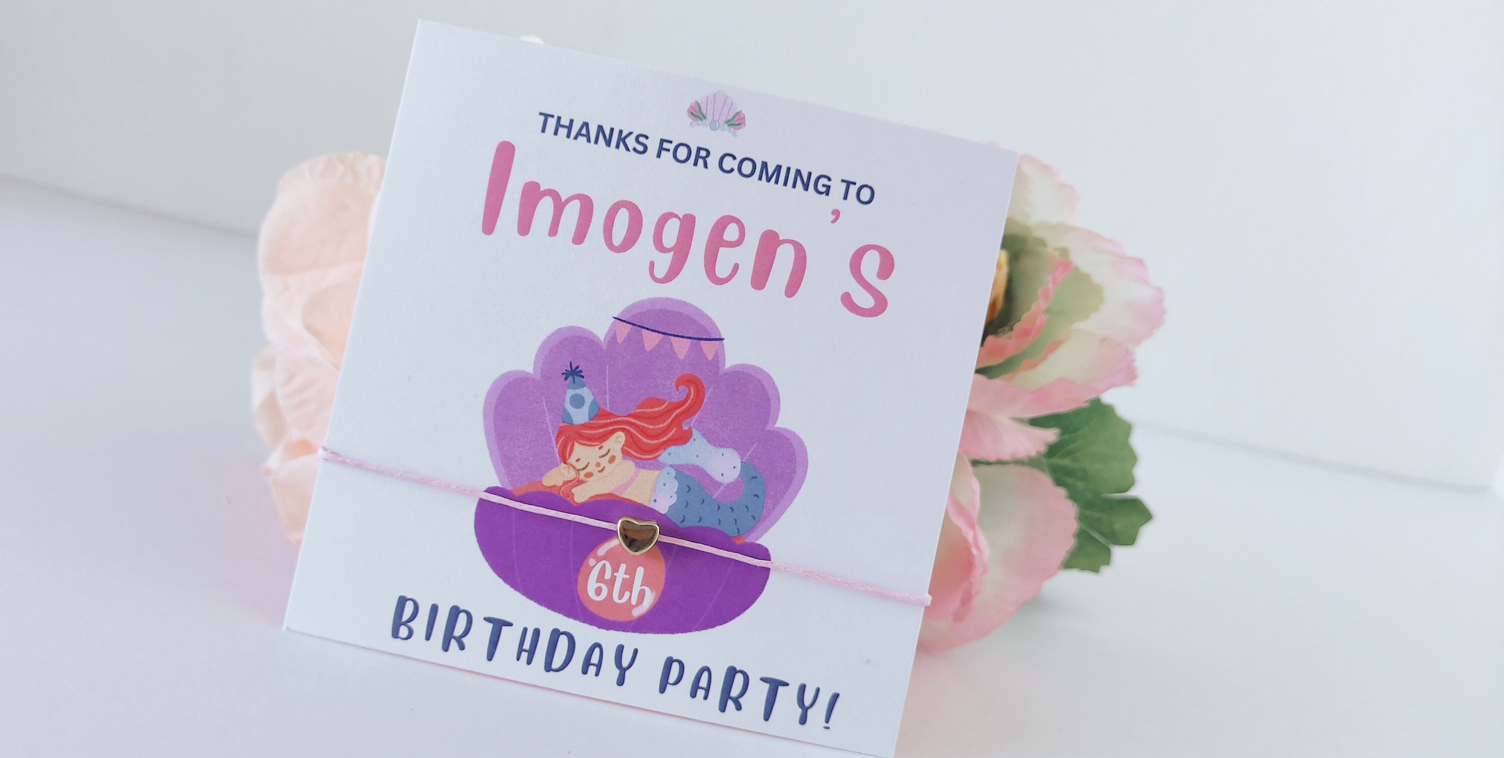 Personalized Mermaid Birthday Wish Bracelet Favors