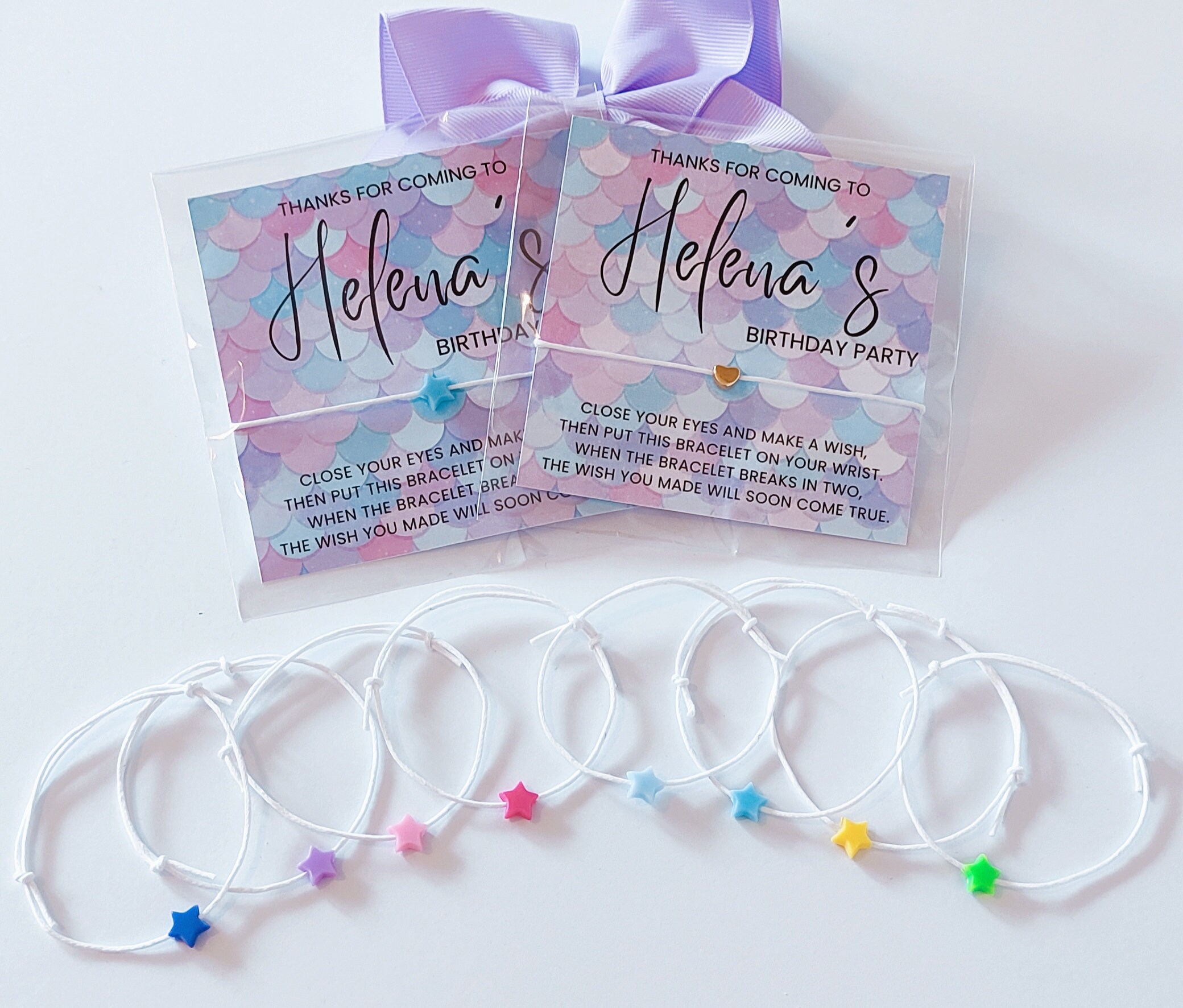 Personalized Mermaid Birthday Wish Bracelet Favors