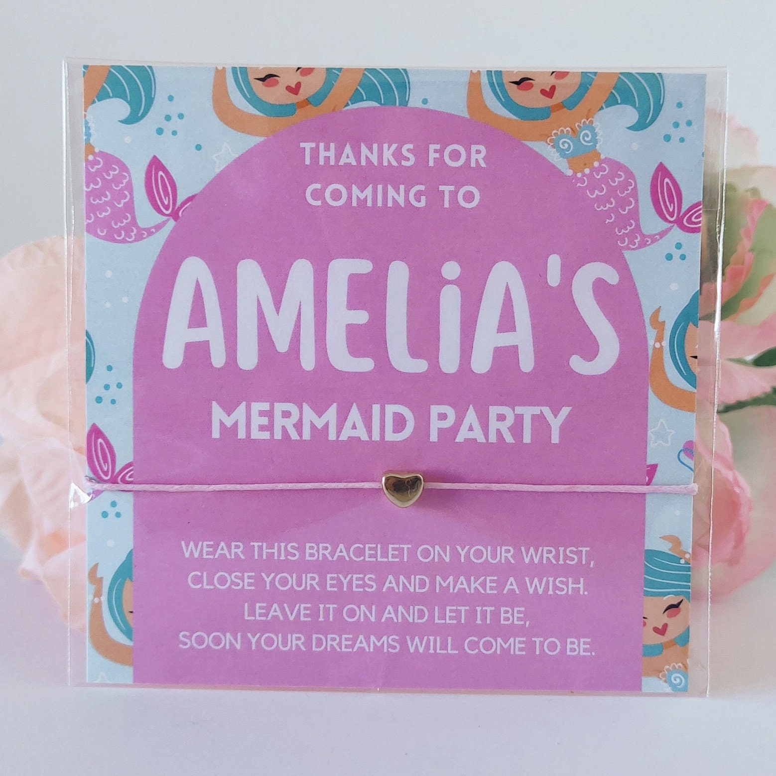 Personalized Mermaid Party Wish Bracelet Favors