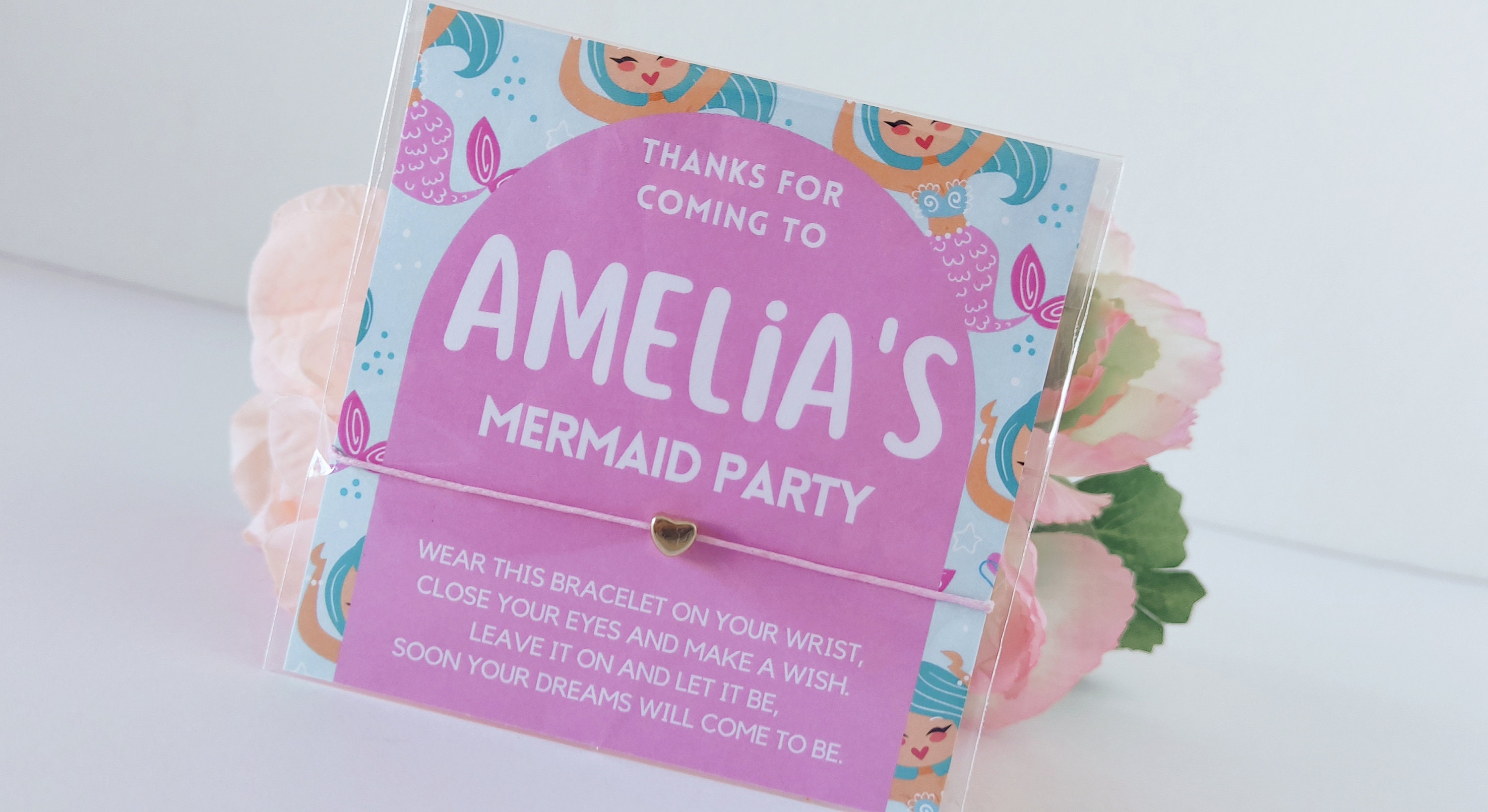 Personalized Mermaid Party Wish Bracelet Favors