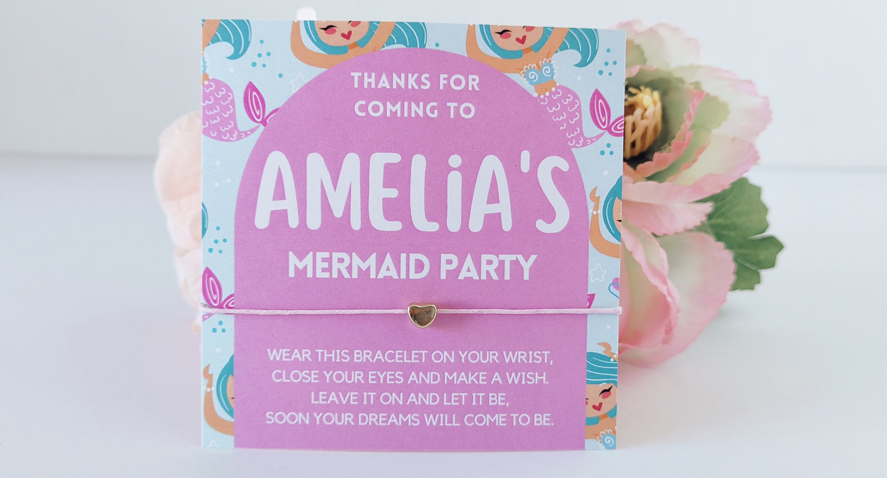 Personalized Mermaid Party Wish Bracelet Favors
