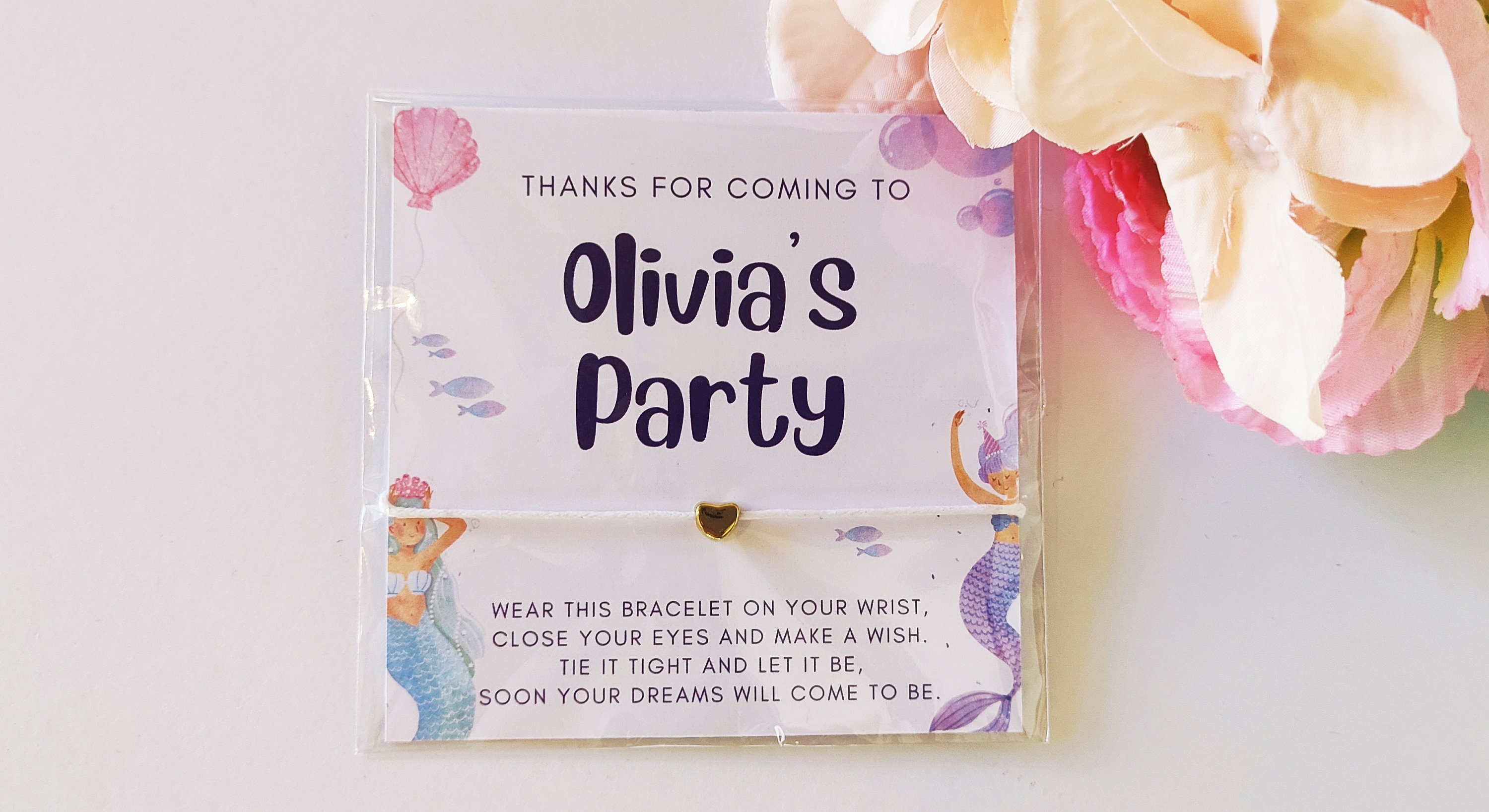 Personalized Mermaid Wish Bracelet Party Favors