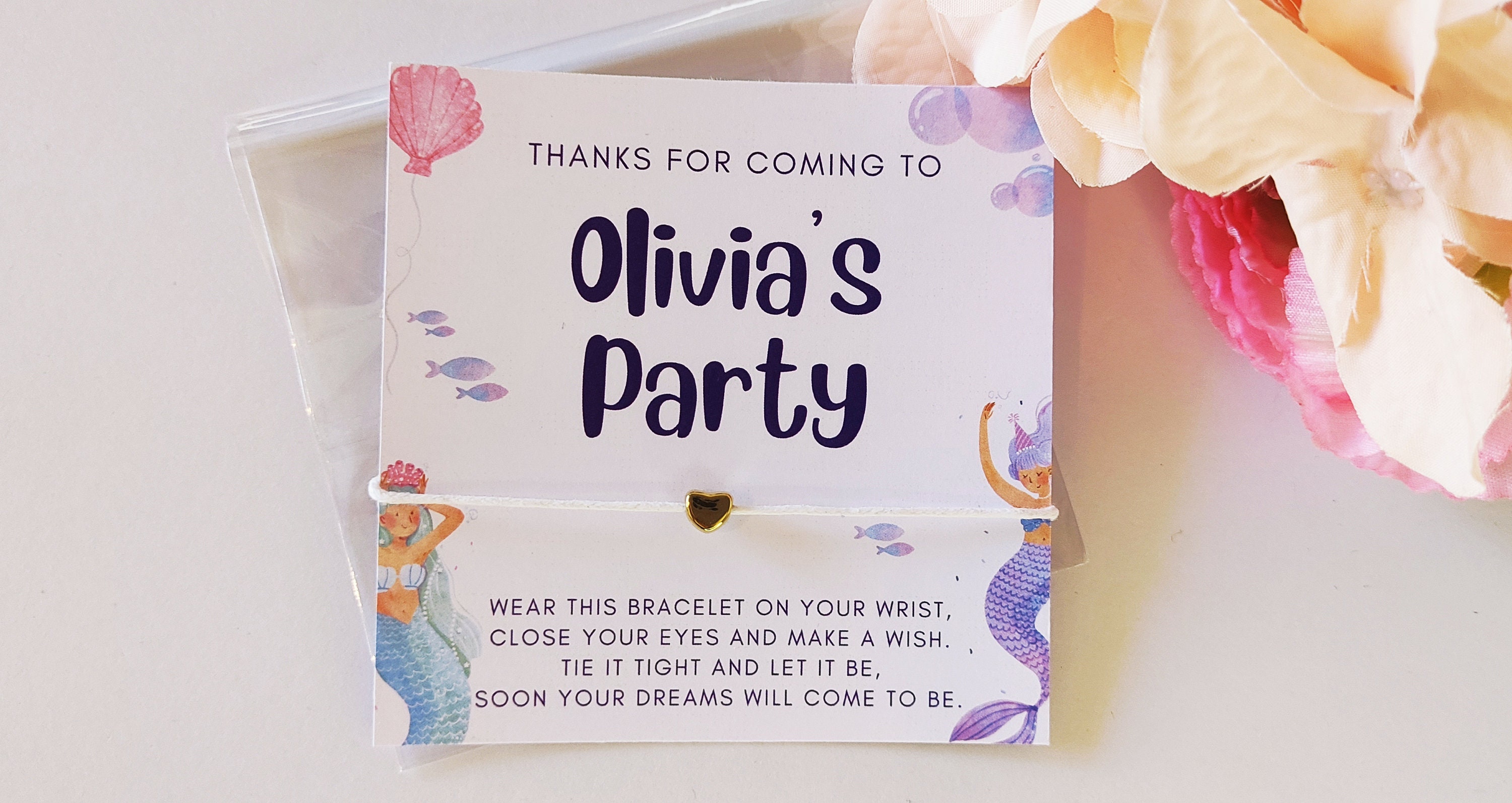 Personalized Mermaid Wish Bracelet Party Favors