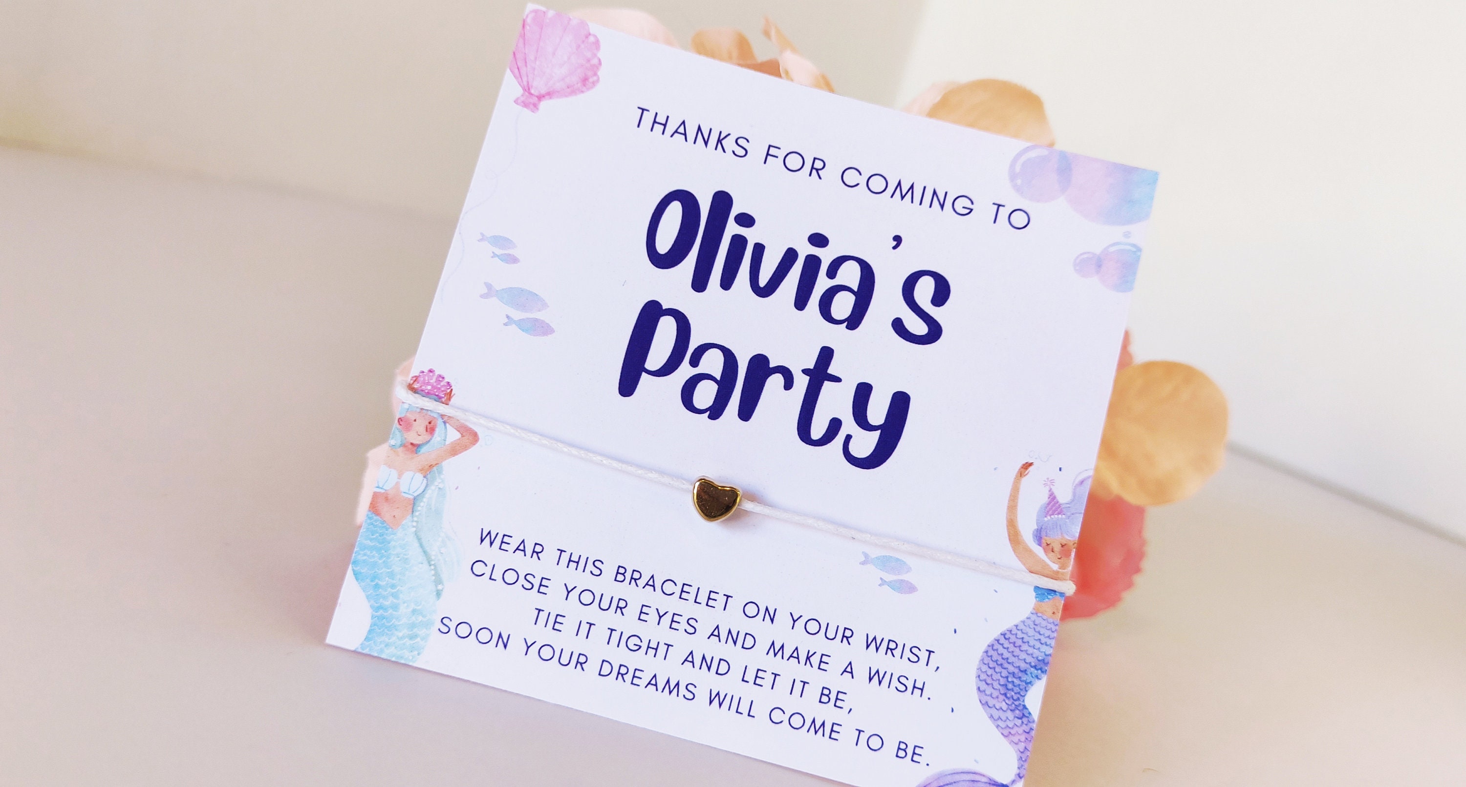 Personalized Mermaid Wish Bracelet Party Favors