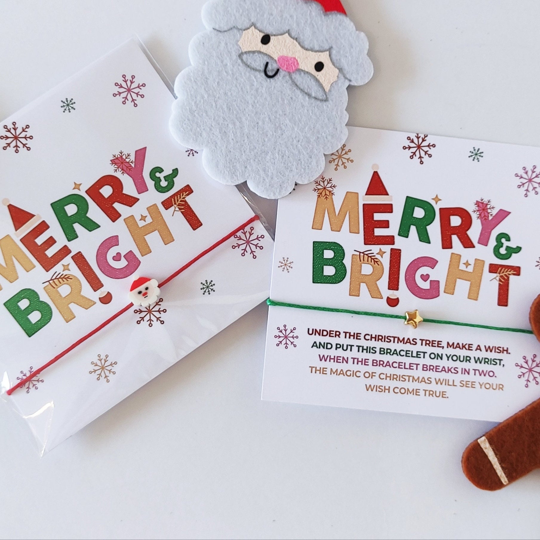 Personalized Merry & Bright Christmas Wish Bracelet Cards