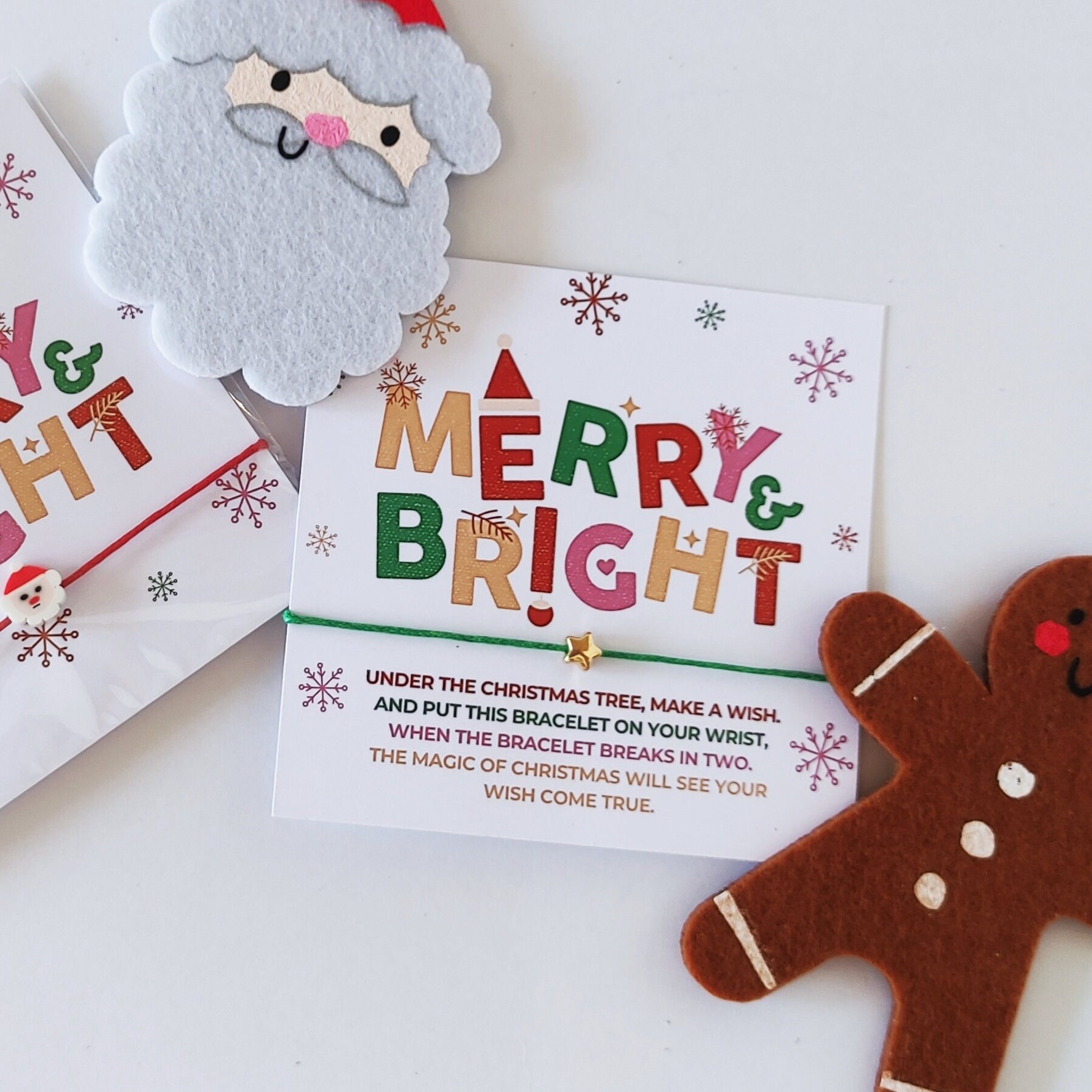 Personalized Merry & Bright Christmas Wish Bracelet Cards