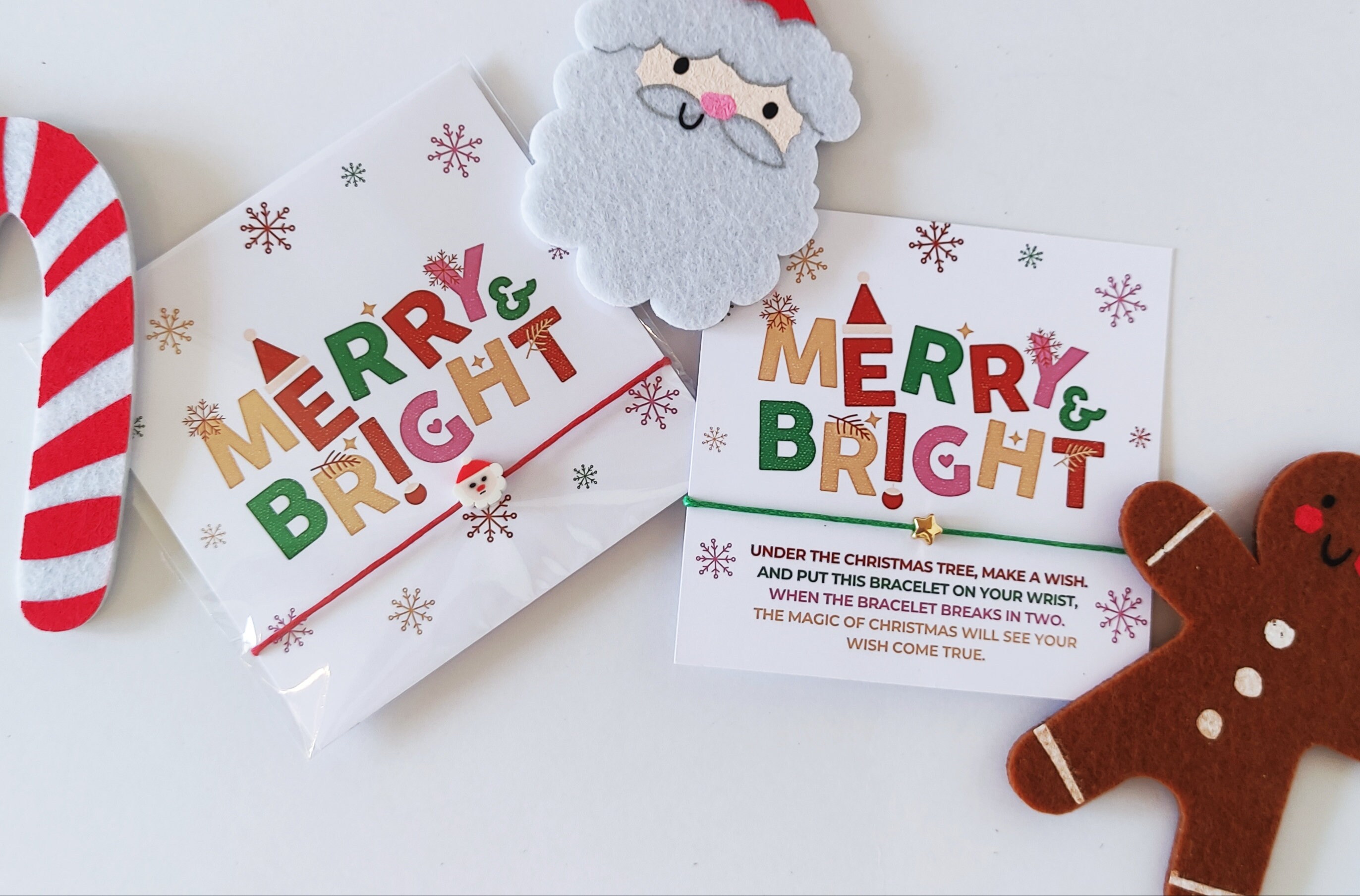 Personalized Merry & Bright Christmas Wish Bracelet Cards