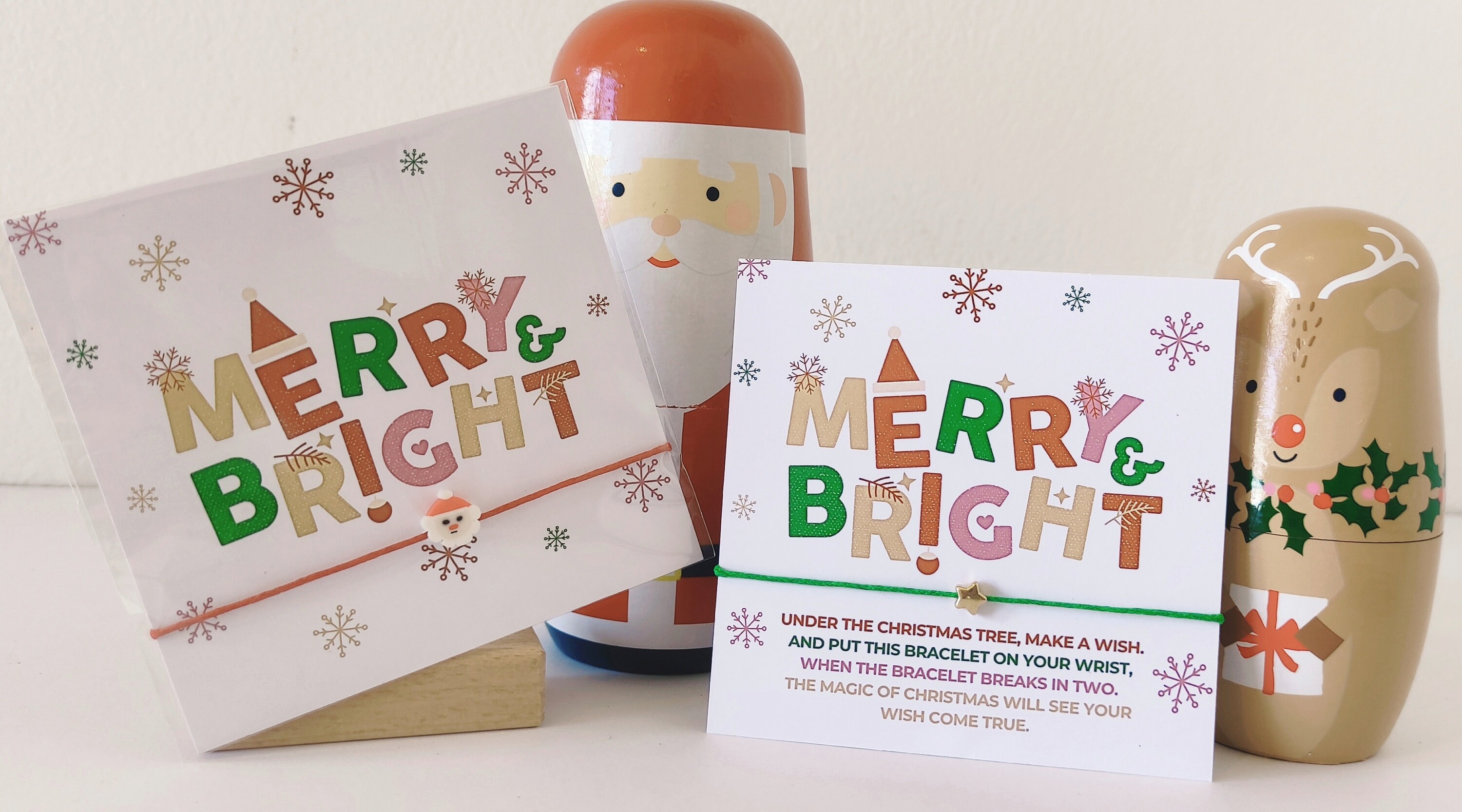 Personalized Merry & Bright Christmas Wish Bracelet Cards