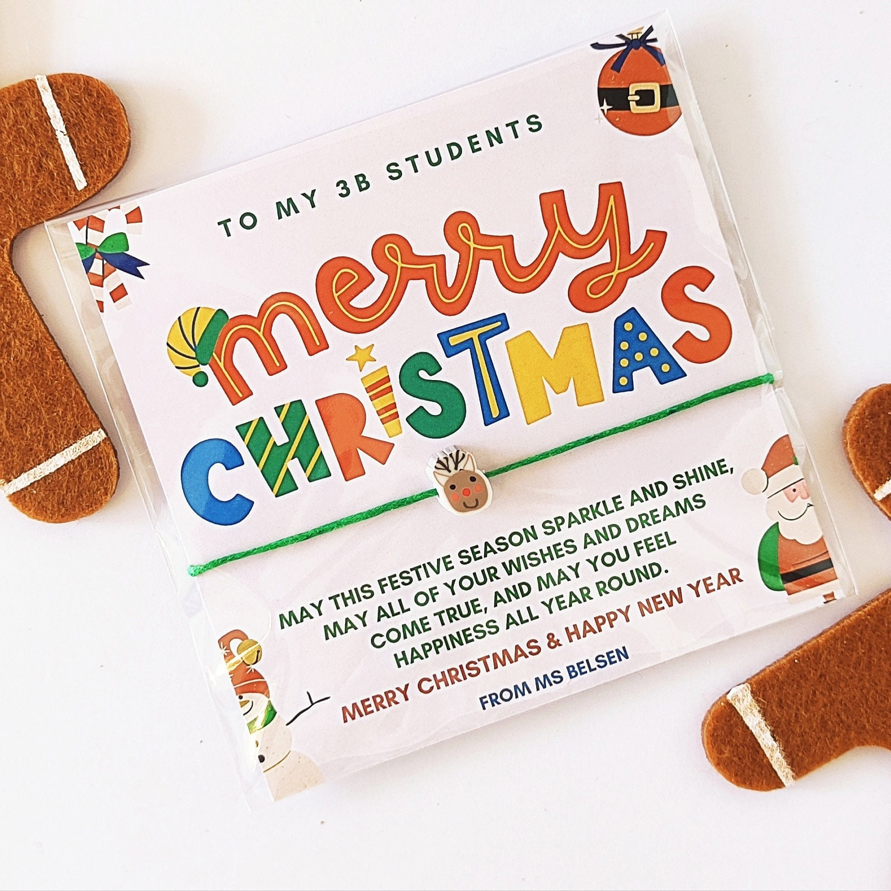 Personalized Merry Christmas Student Bracelet Favors