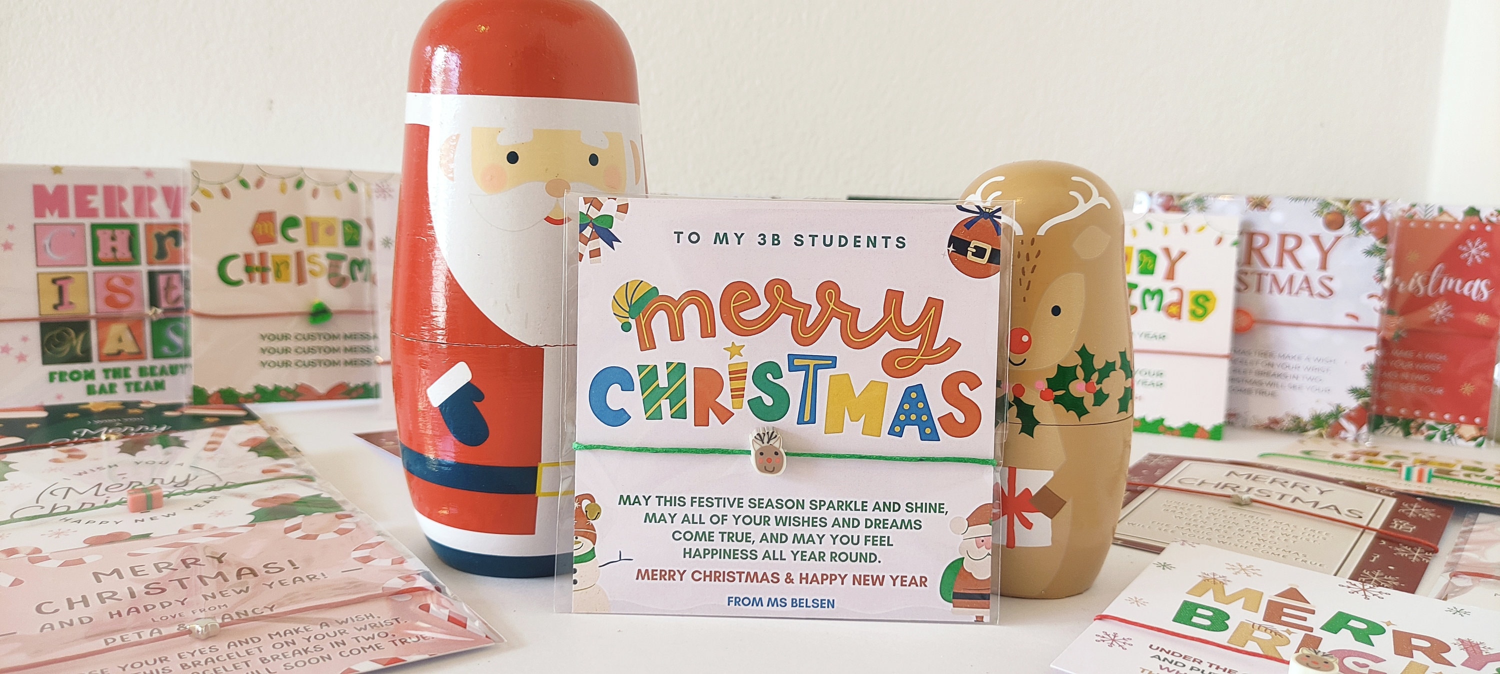 Personalized Merry Christmas Student Bracelet Favors