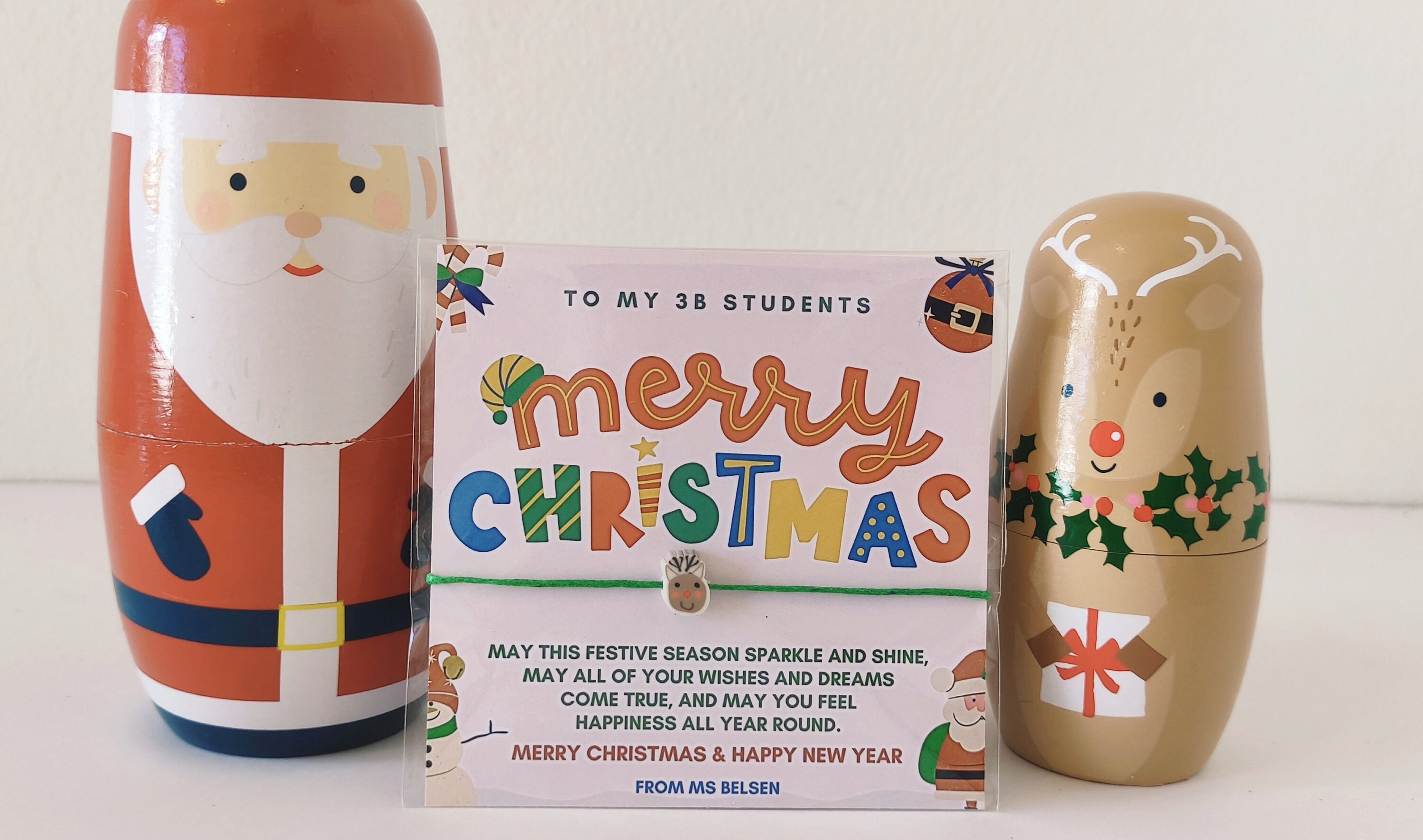 Personalized Merry Christmas Student Bracelet Favors