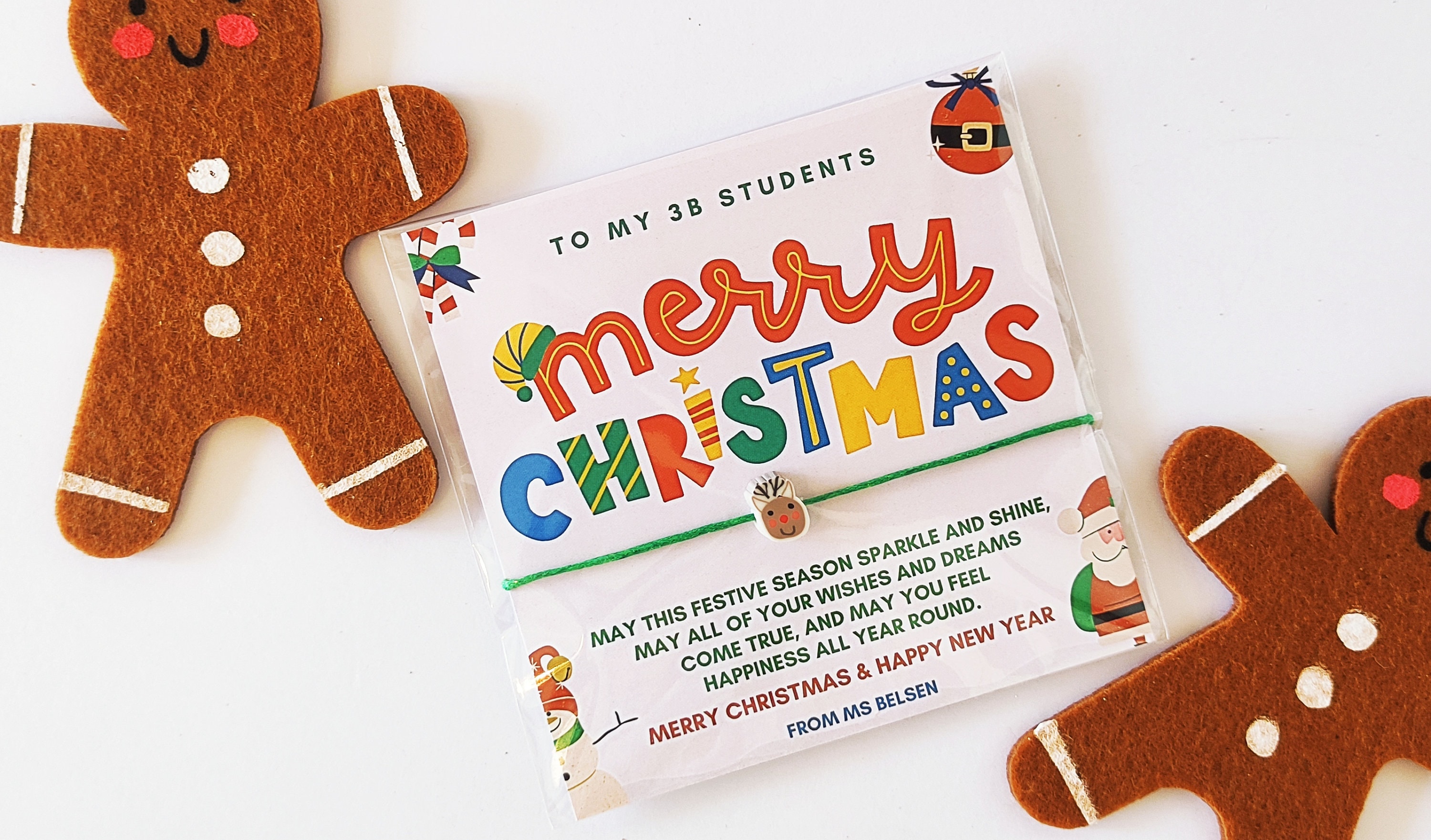 Personalized Merry Christmas Student Bracelet Favors