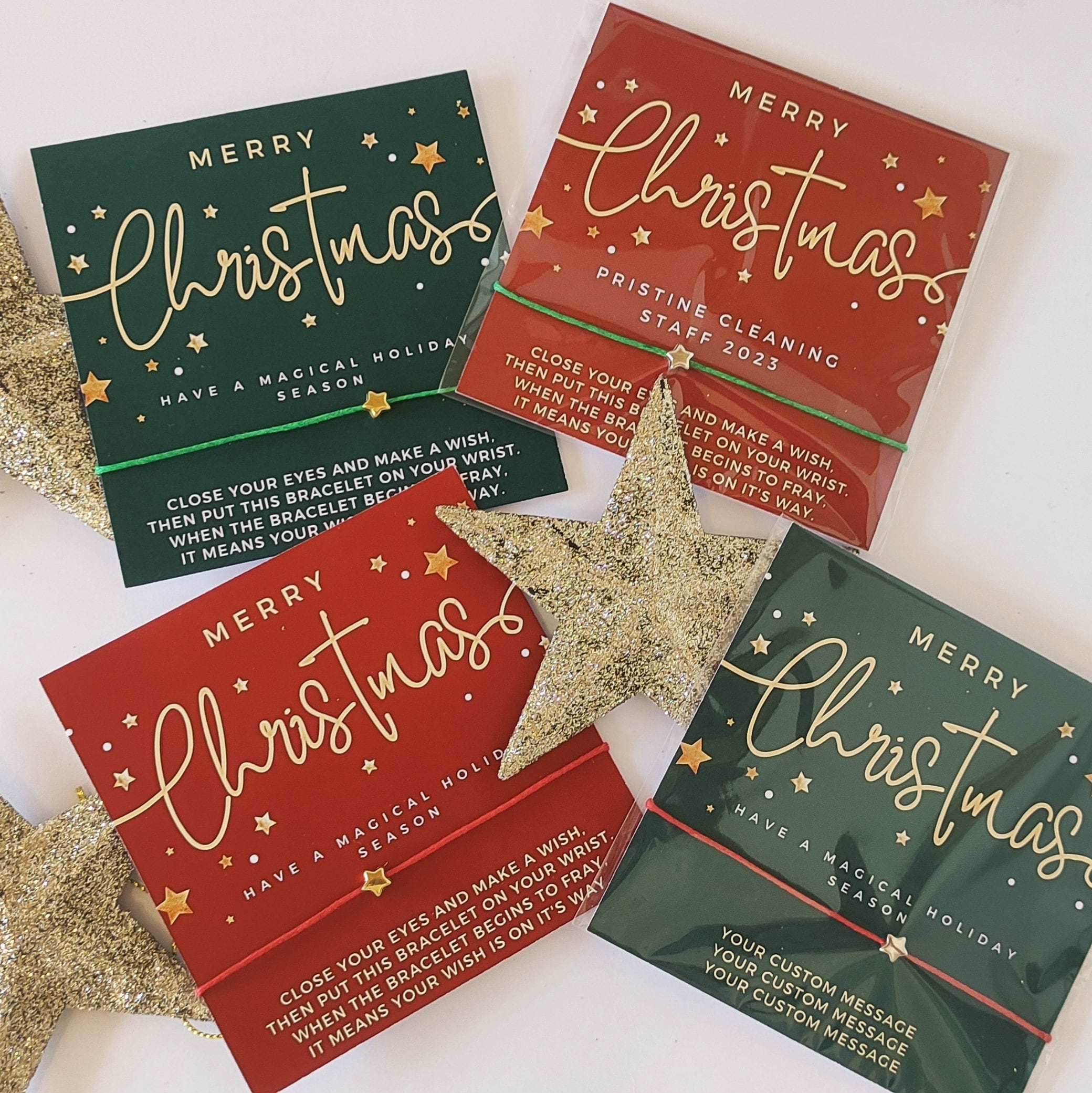 Personalized Merry Christmas Wish Bracelet Cards