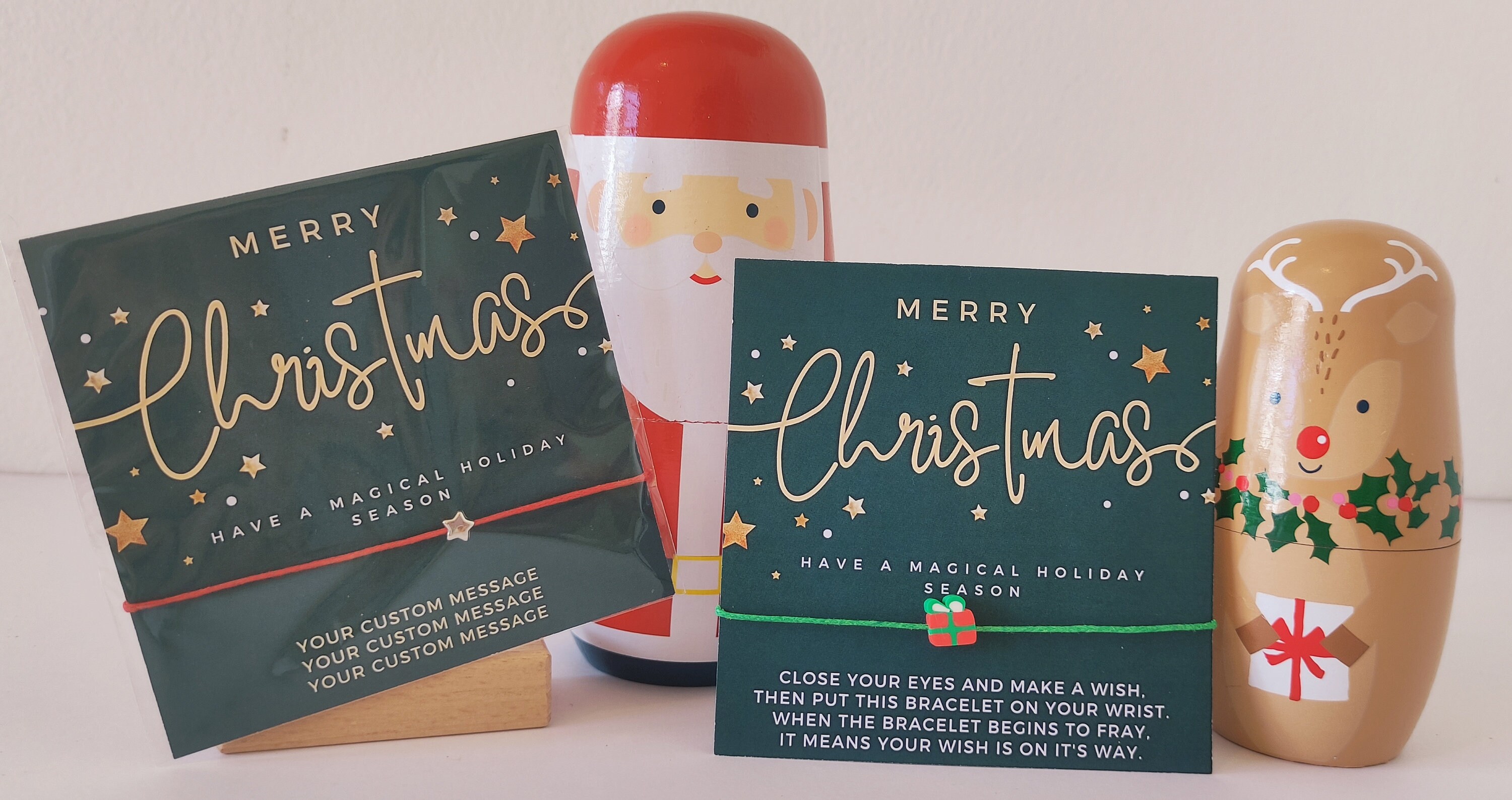 Personalized Merry Christmas Wish Bracelet Cards