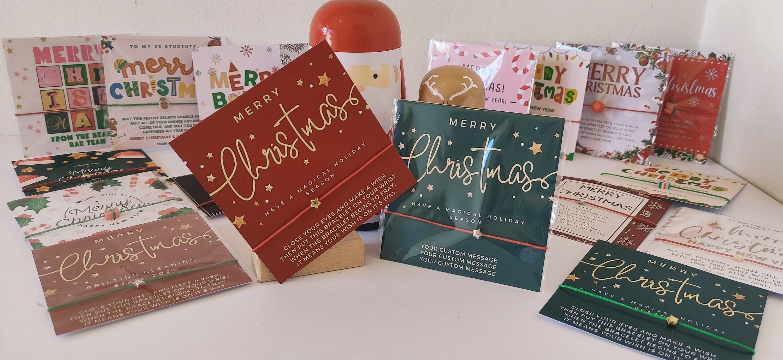 Personalized Merry Christmas Wish Bracelet Cards