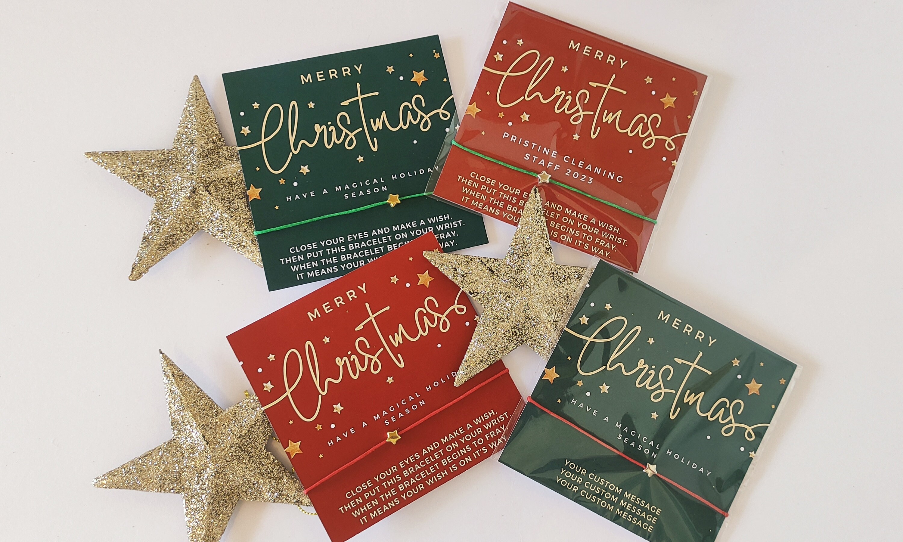 Personalized Merry Christmas Wish Bracelet Cards