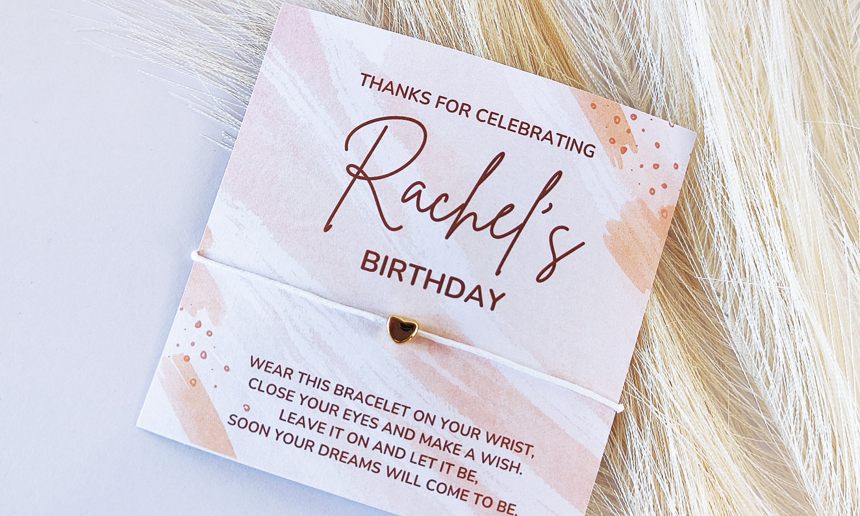 Personalized Pink Birthday Wish Bracelet Favors