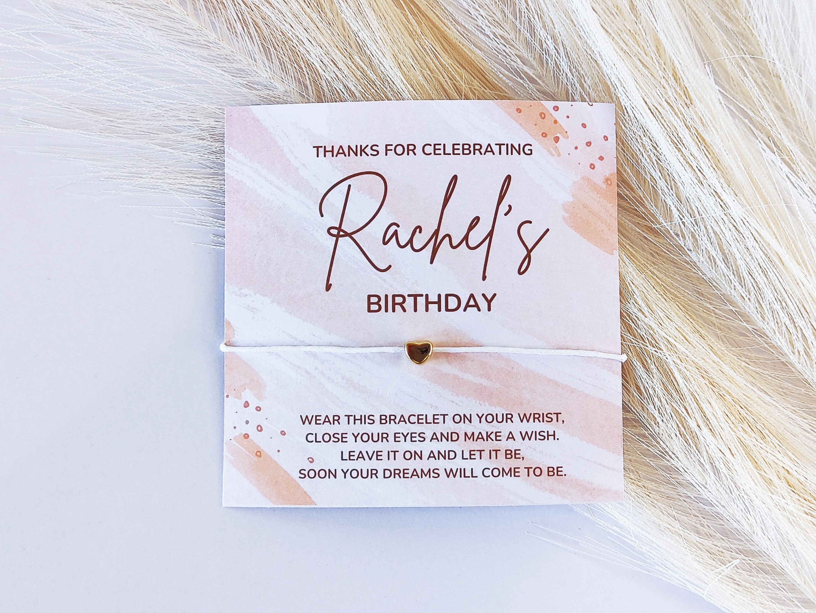 Personalized Pink Birthday Wish Bracelet Favors