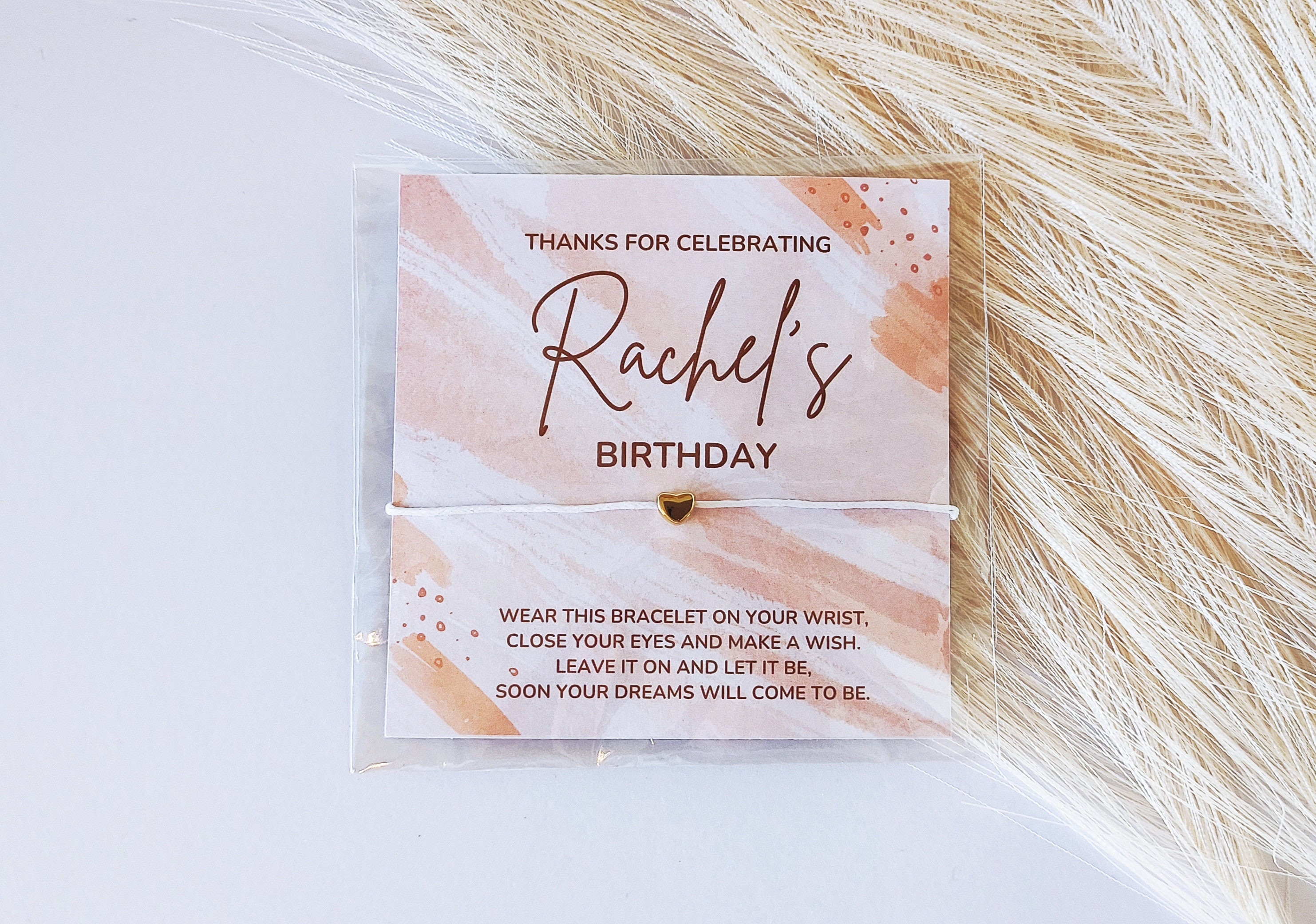 Personalized Pink Birthday Wish Bracelet Favors