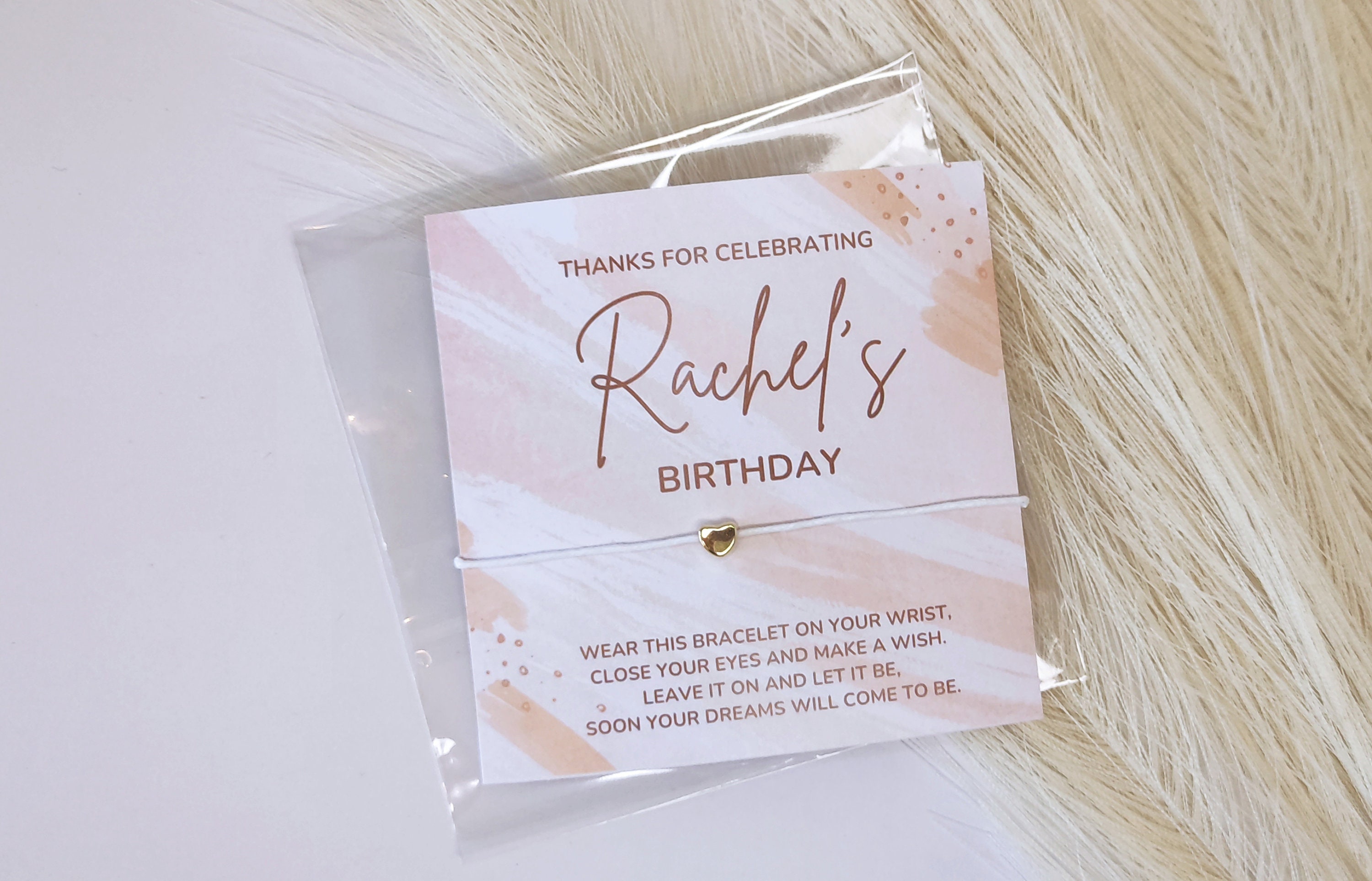 Personalized Pink Birthday Wish Bracelet Favors