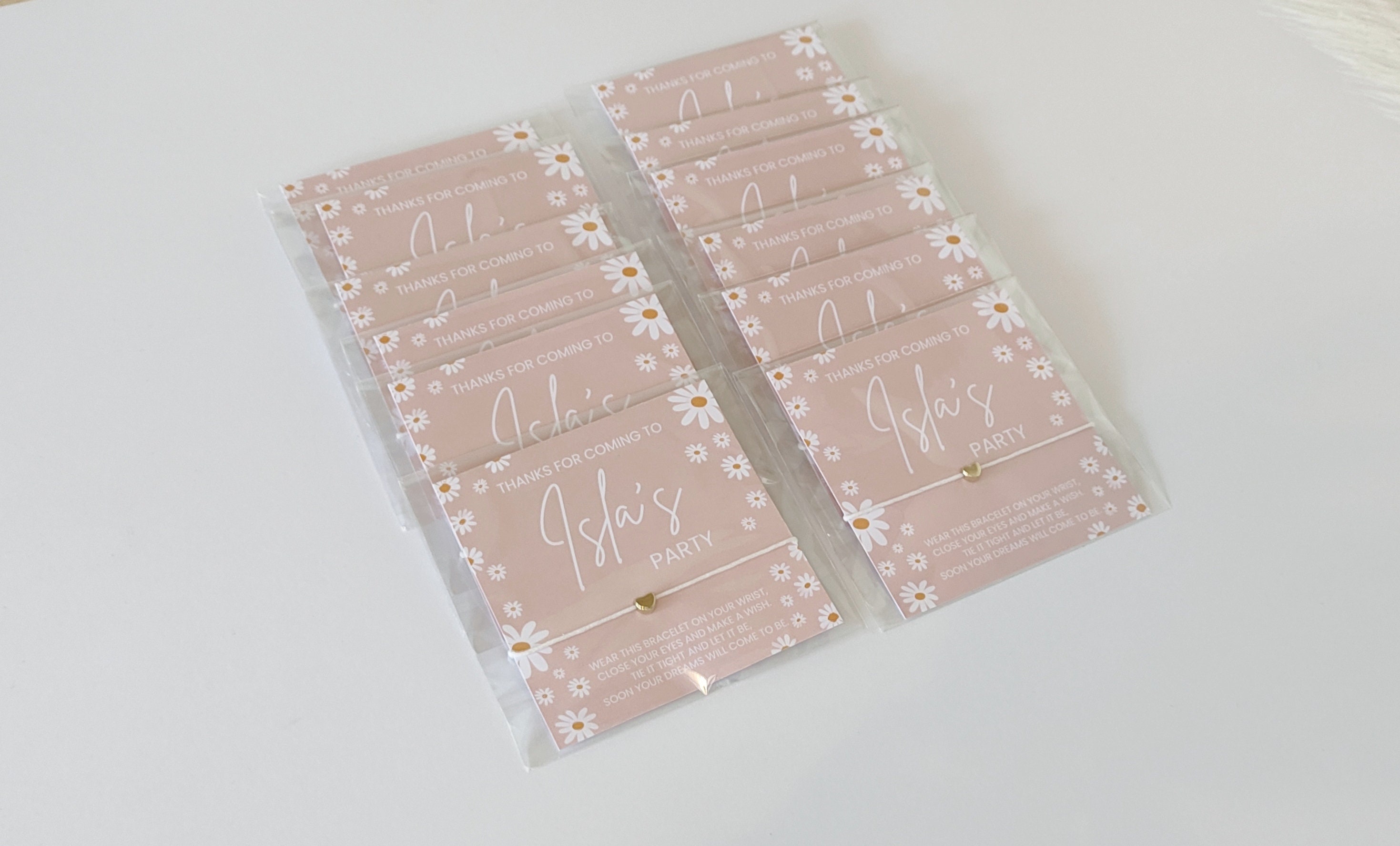 Personalized Pink Daisy Wish Bracelet Party Favors