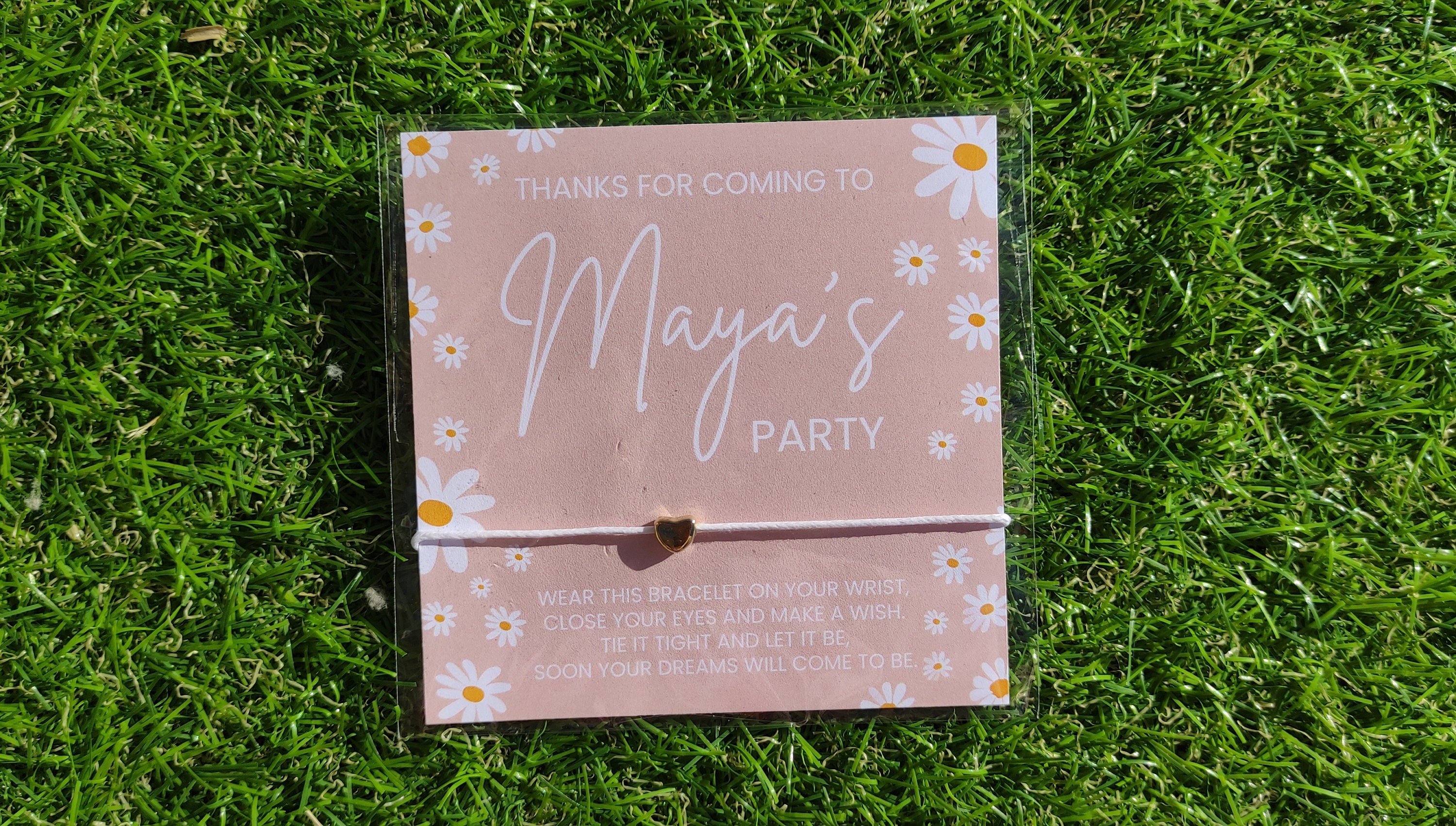 Personalized Pink Daisy Wish Bracelet Party Favors