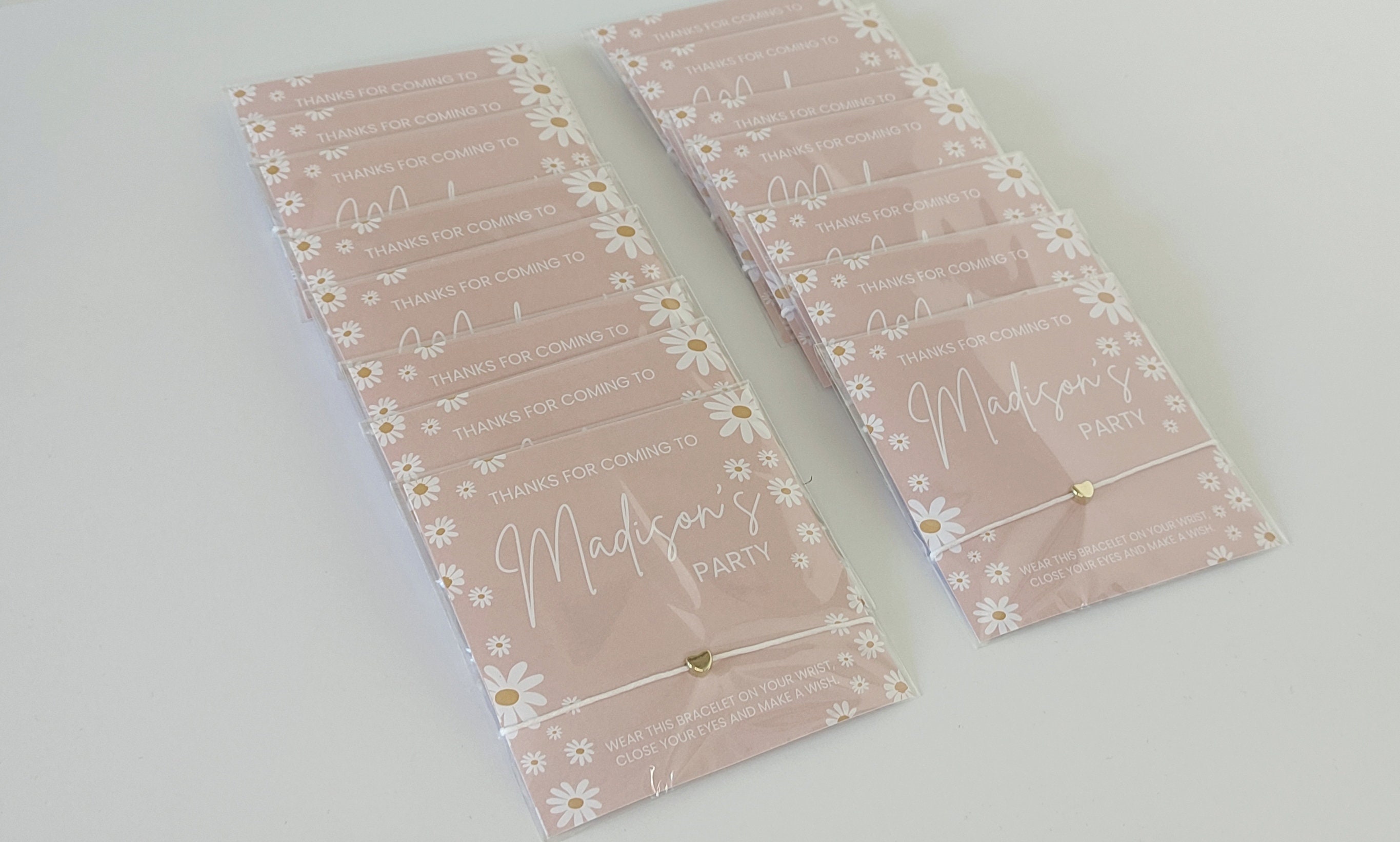 Personalized Pink Daisy Wish Bracelet Party Favors