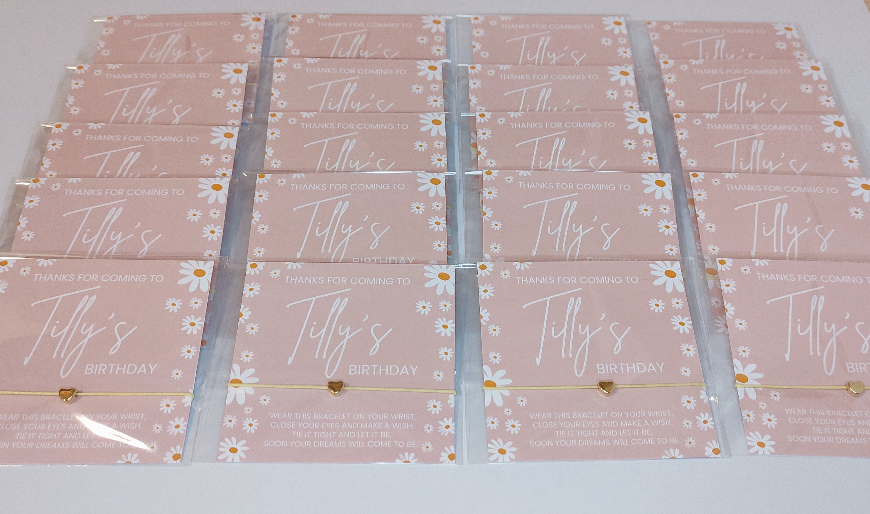 Personalized Pink Daisy Wish Bracelet Party Favors