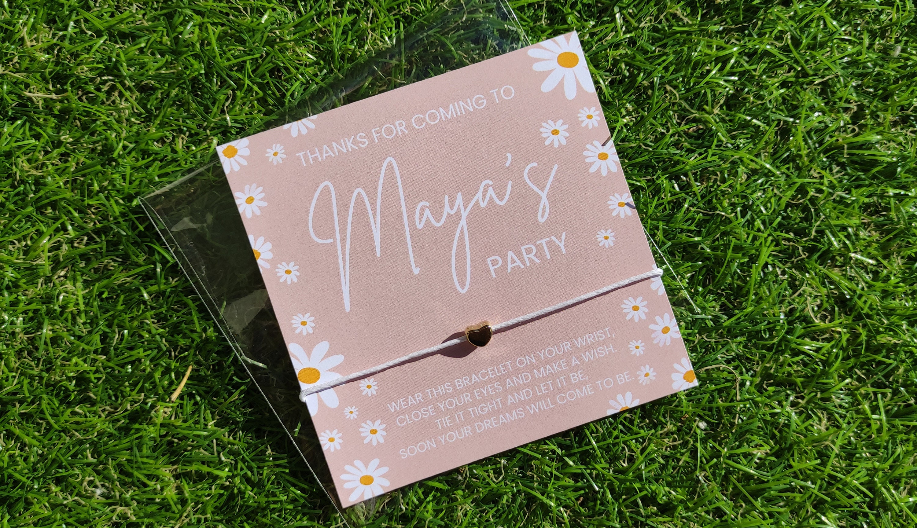 Personalized Pink Daisy Wish Bracelet Party Favors