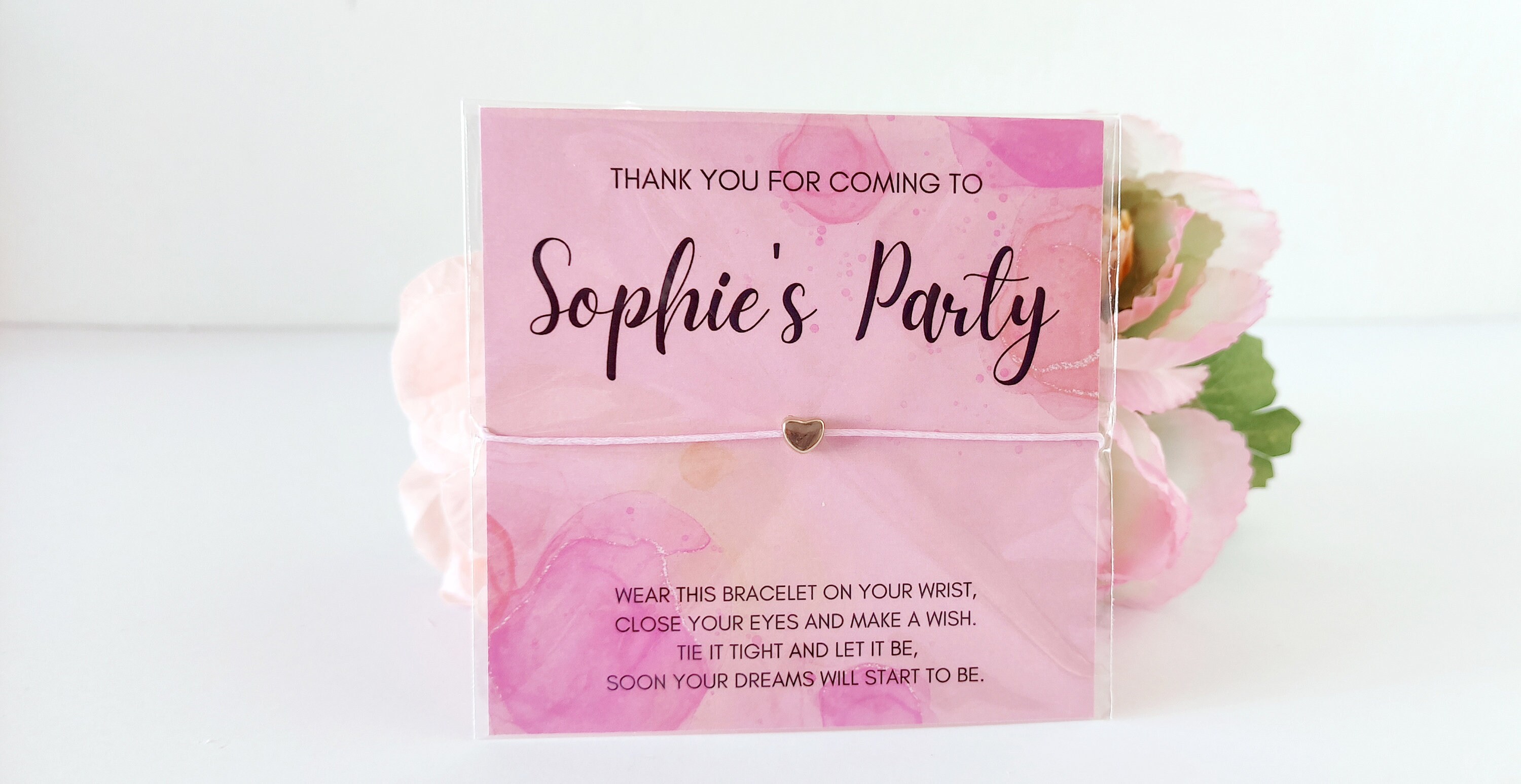 Personalized Pink Wish Bracelet Party Favors