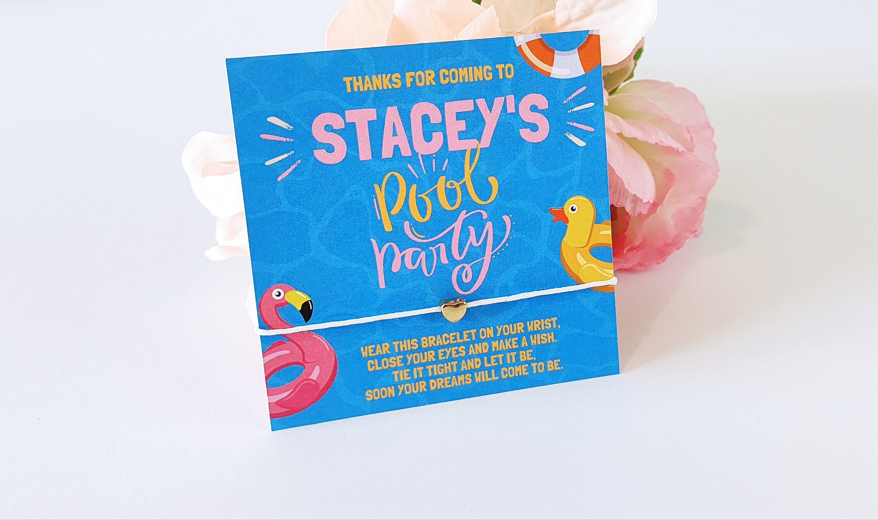 Personalized Pool Party Wish Bracelet Favors