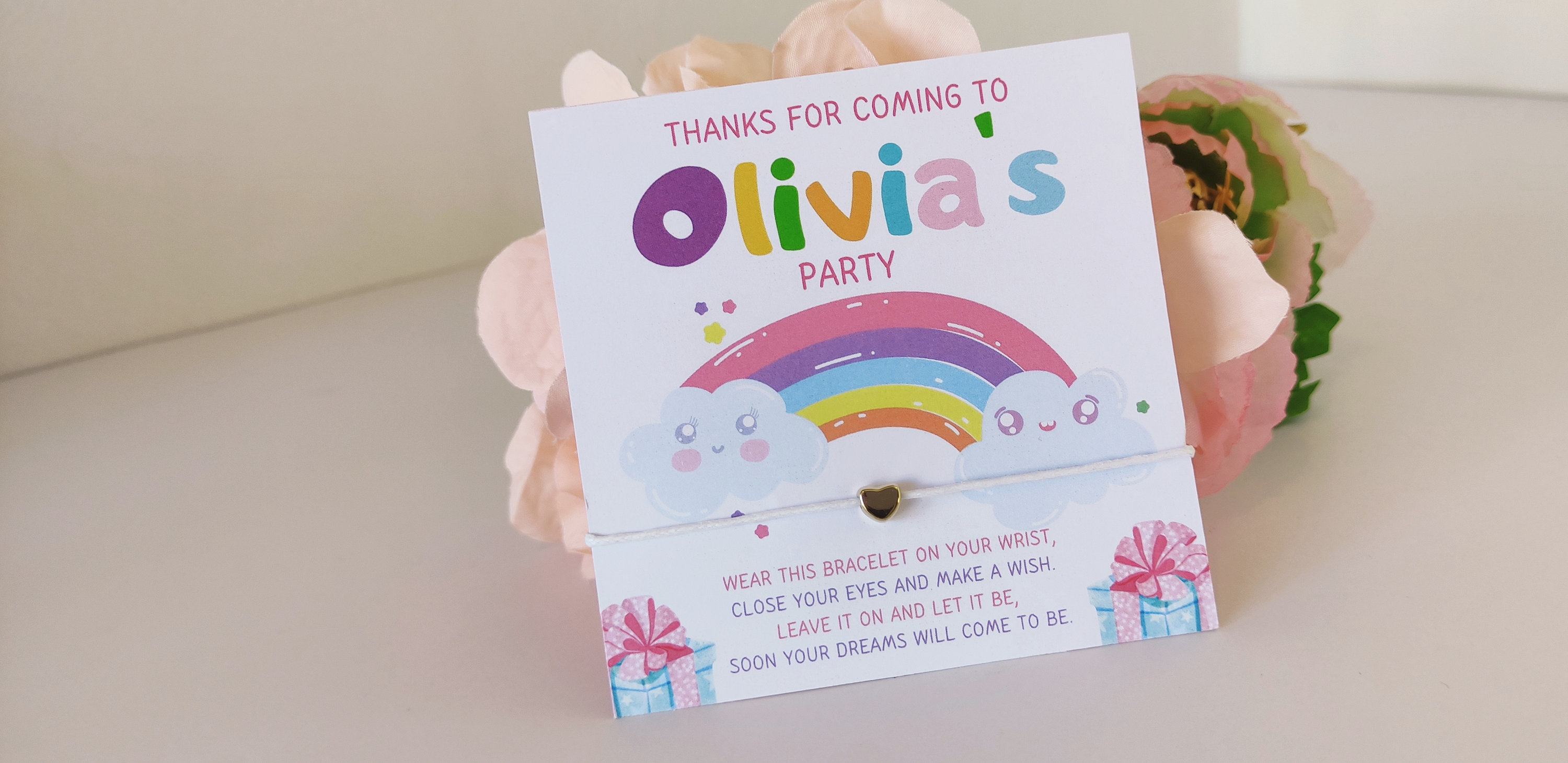 Personalized Rainbow Birthday Wish Bracelet Favors
