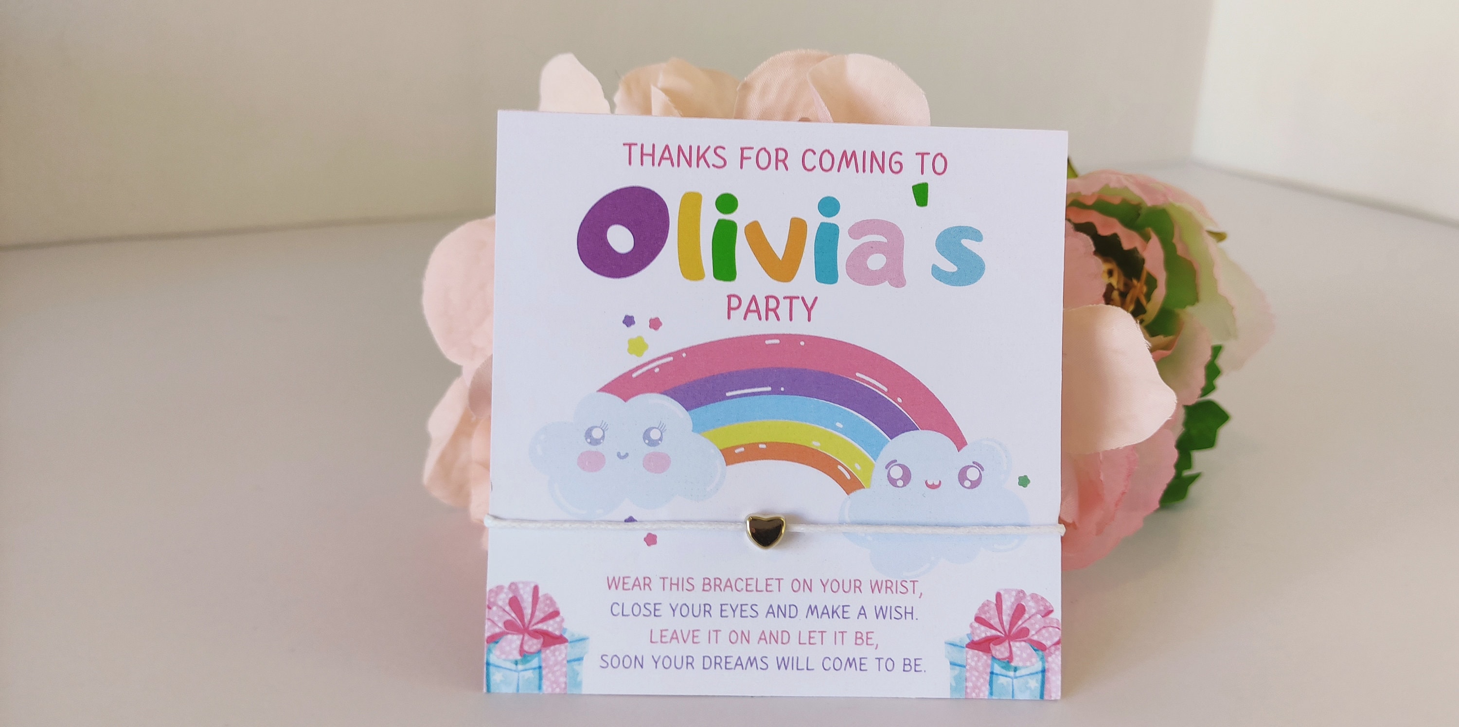 Personalized Rainbow Birthday Wish Bracelet Favors