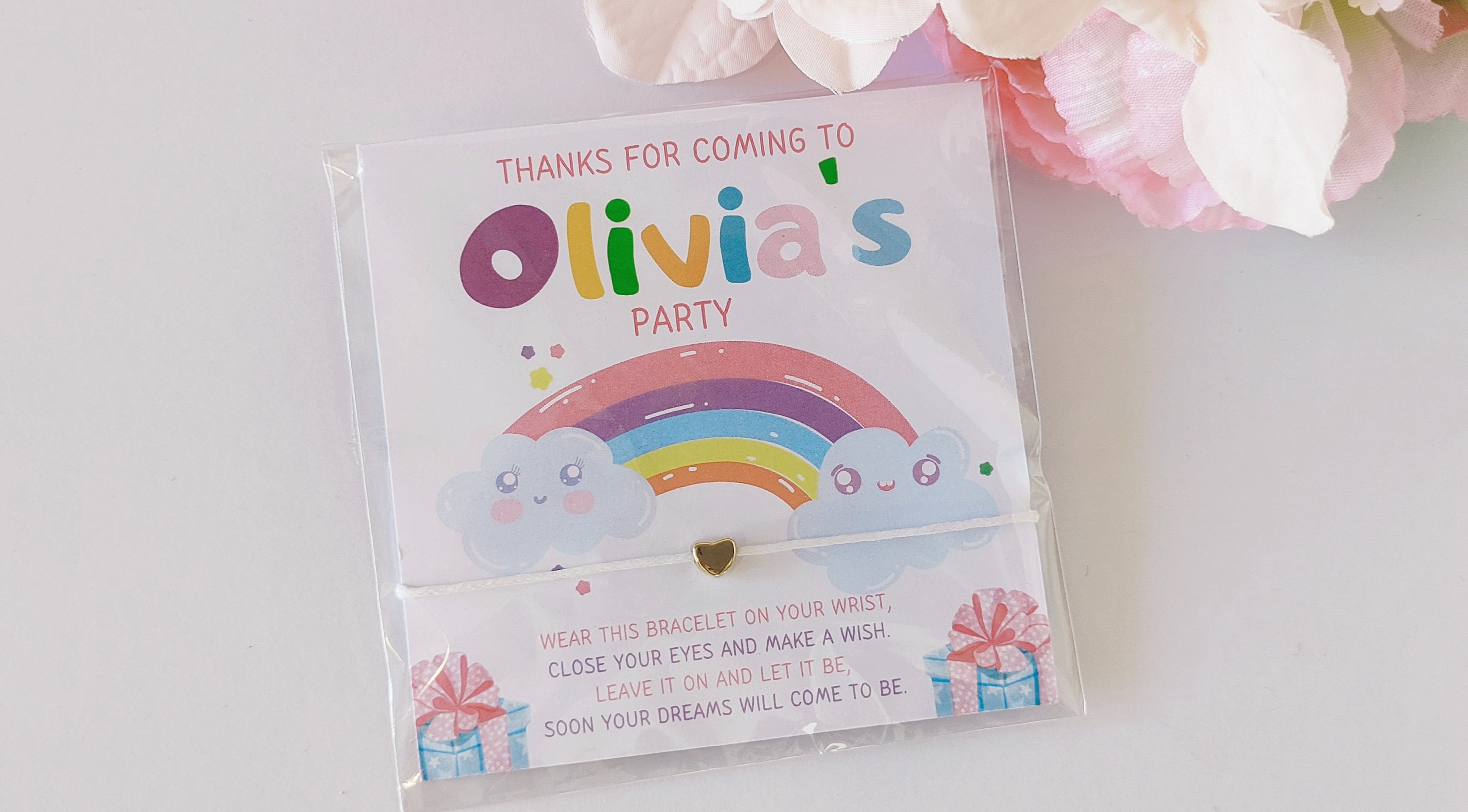 Personalized Rainbow Birthday Wish Bracelet Favors