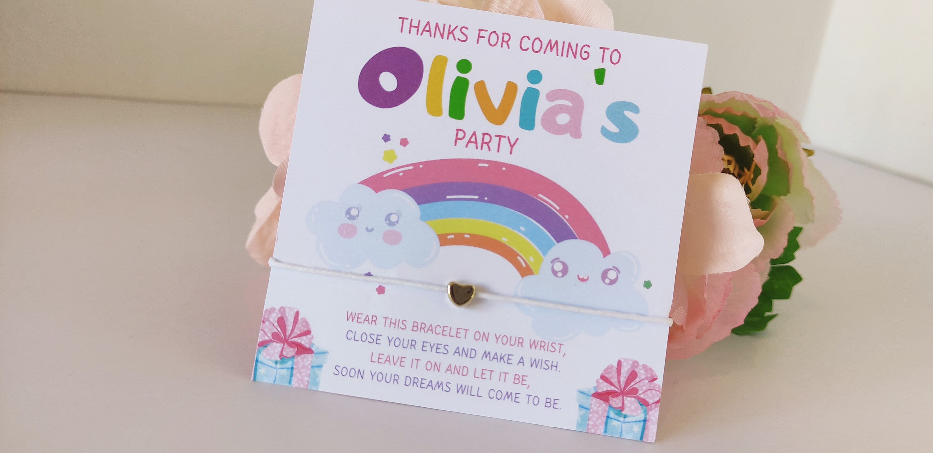 Personalized Rainbow Birthday Wish Bracelet Favors