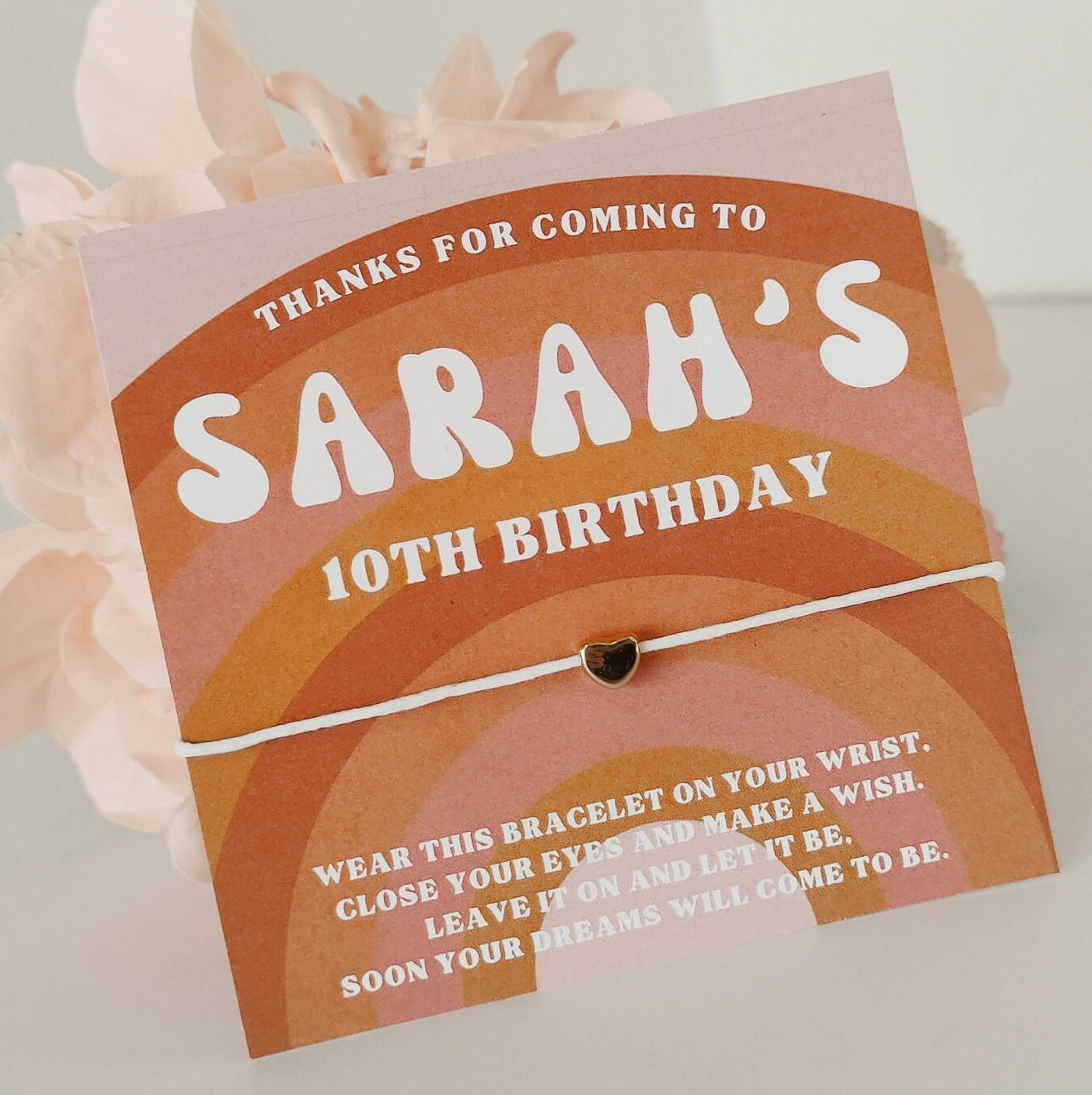 Personalized Retro Rainbow Wish Bracelet Favors