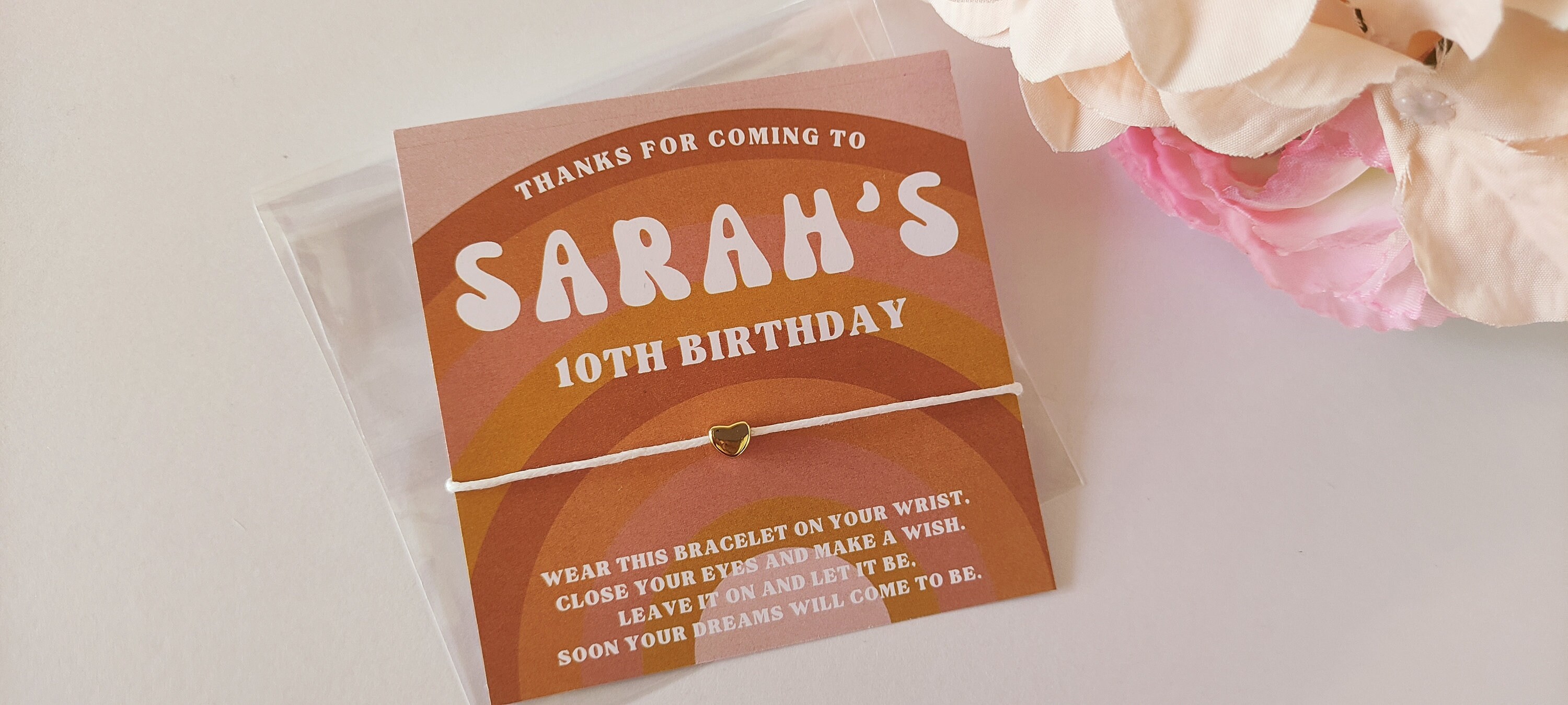 Personalized Retro Rainbow Wish Bracelet Favors