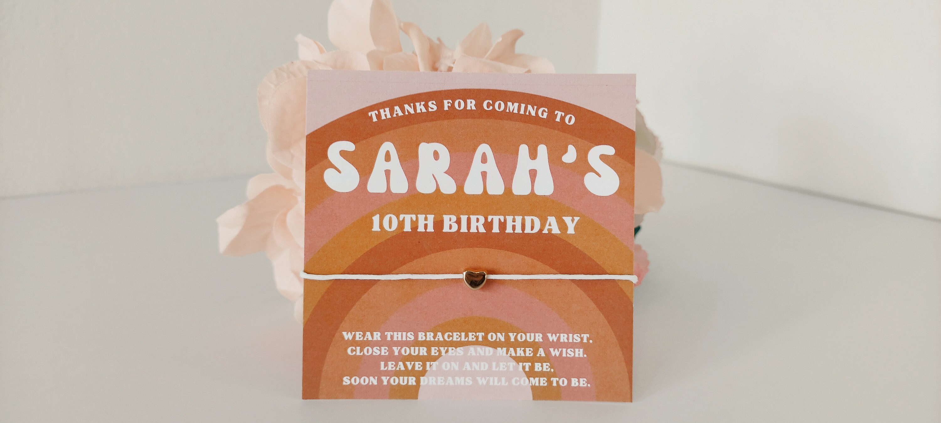 Personalized Retro Rainbow Wish Bracelet Favors