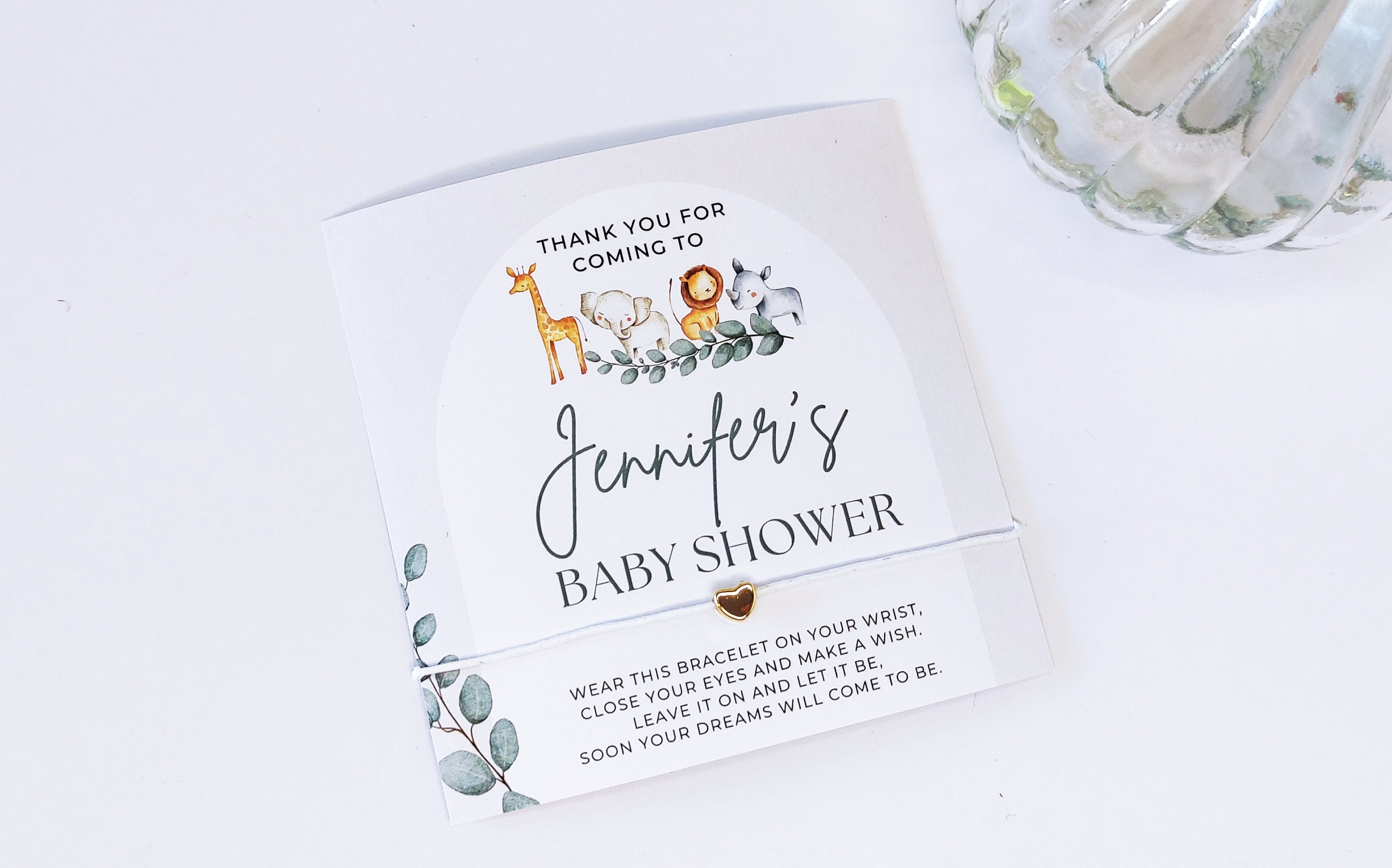 Personalized Safari Baby Shower Wish Bracelet Favors