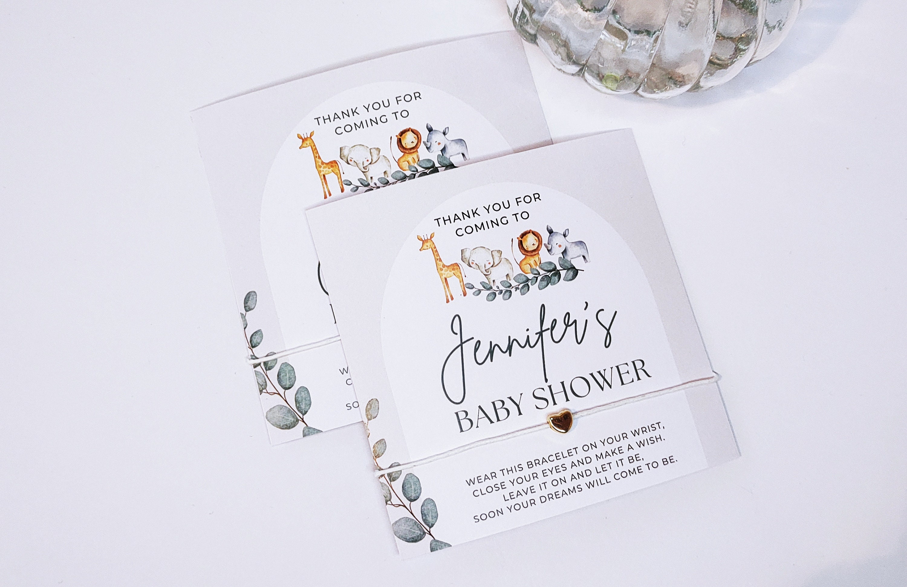 Personalized Safari Baby Shower Wish Bracelet Favors