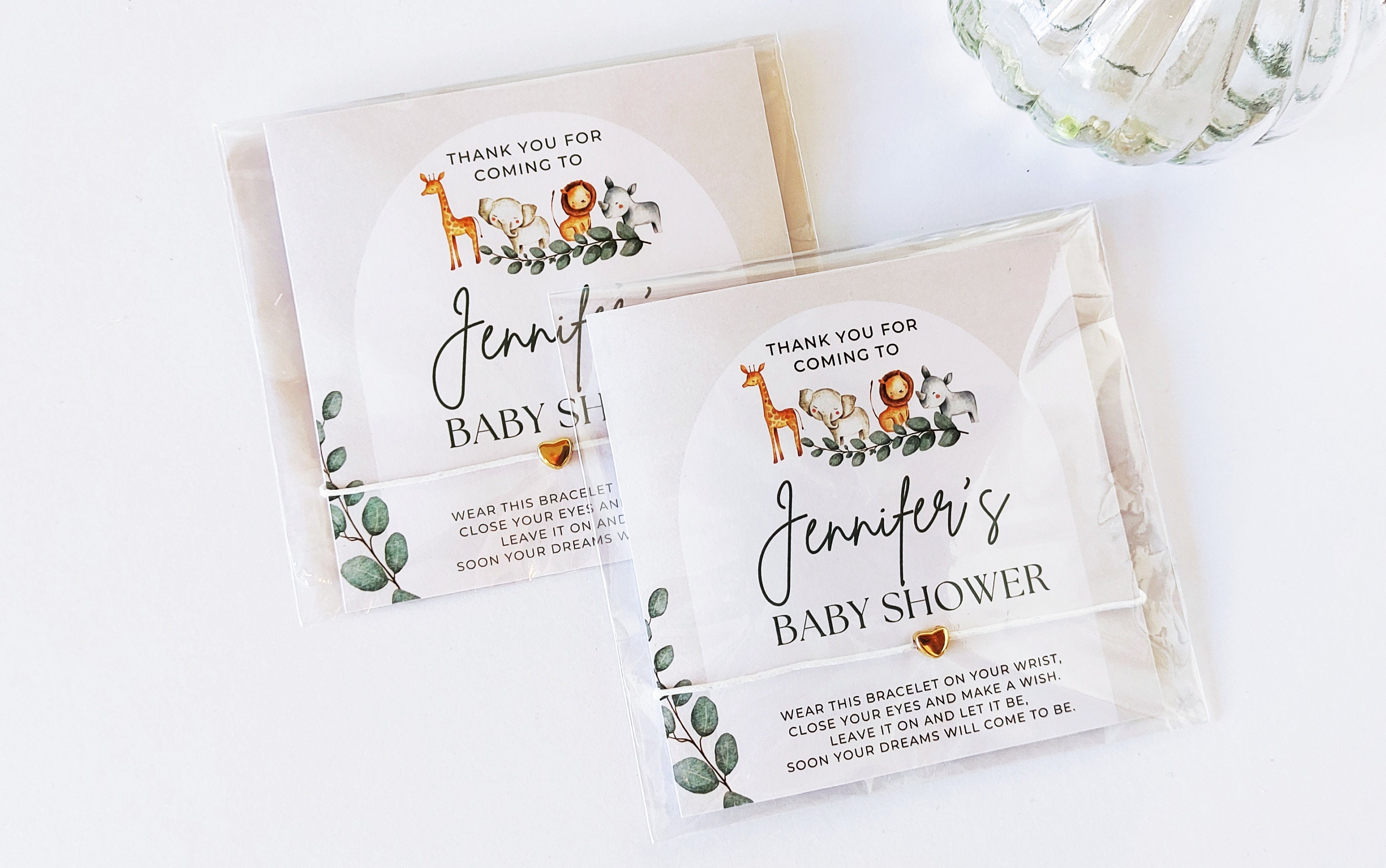 Personalized Safari Baby Shower Wish Bracelet Favors