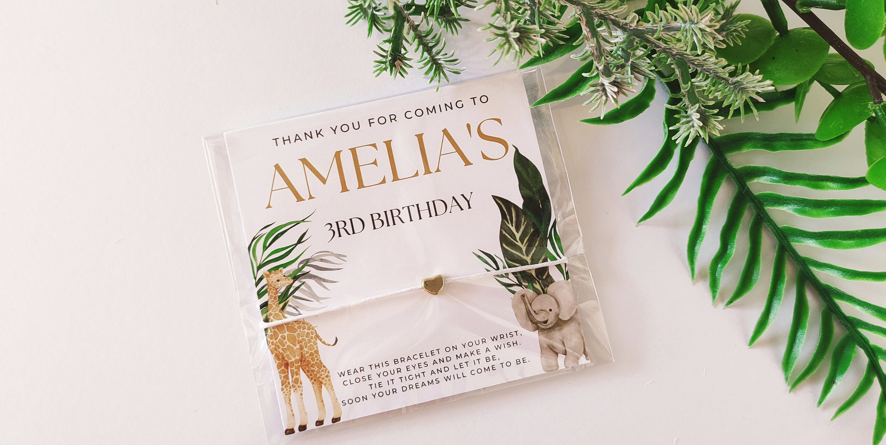 Personalized Safari Birthday Wish Bracelet Favors