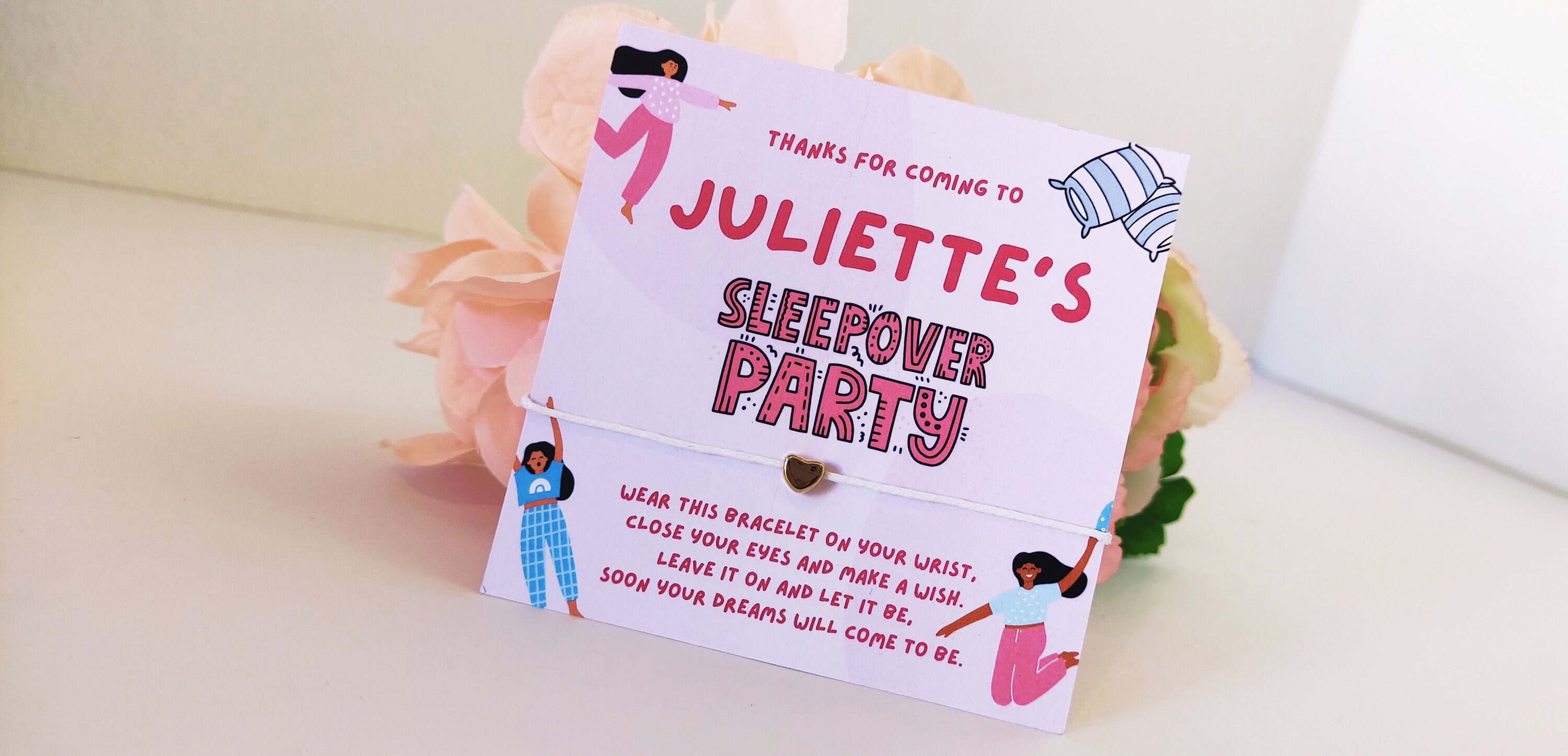 Personalized Sleepover Party Bracelet Favors