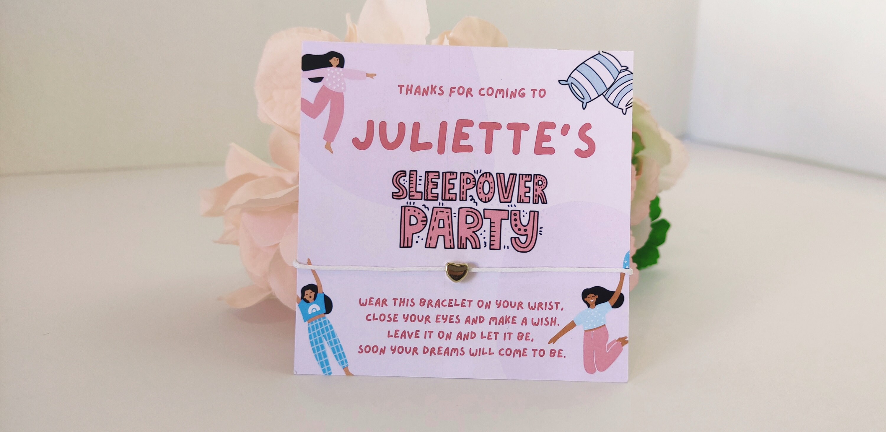 Personalized Sleepover Party Bracelet Favors