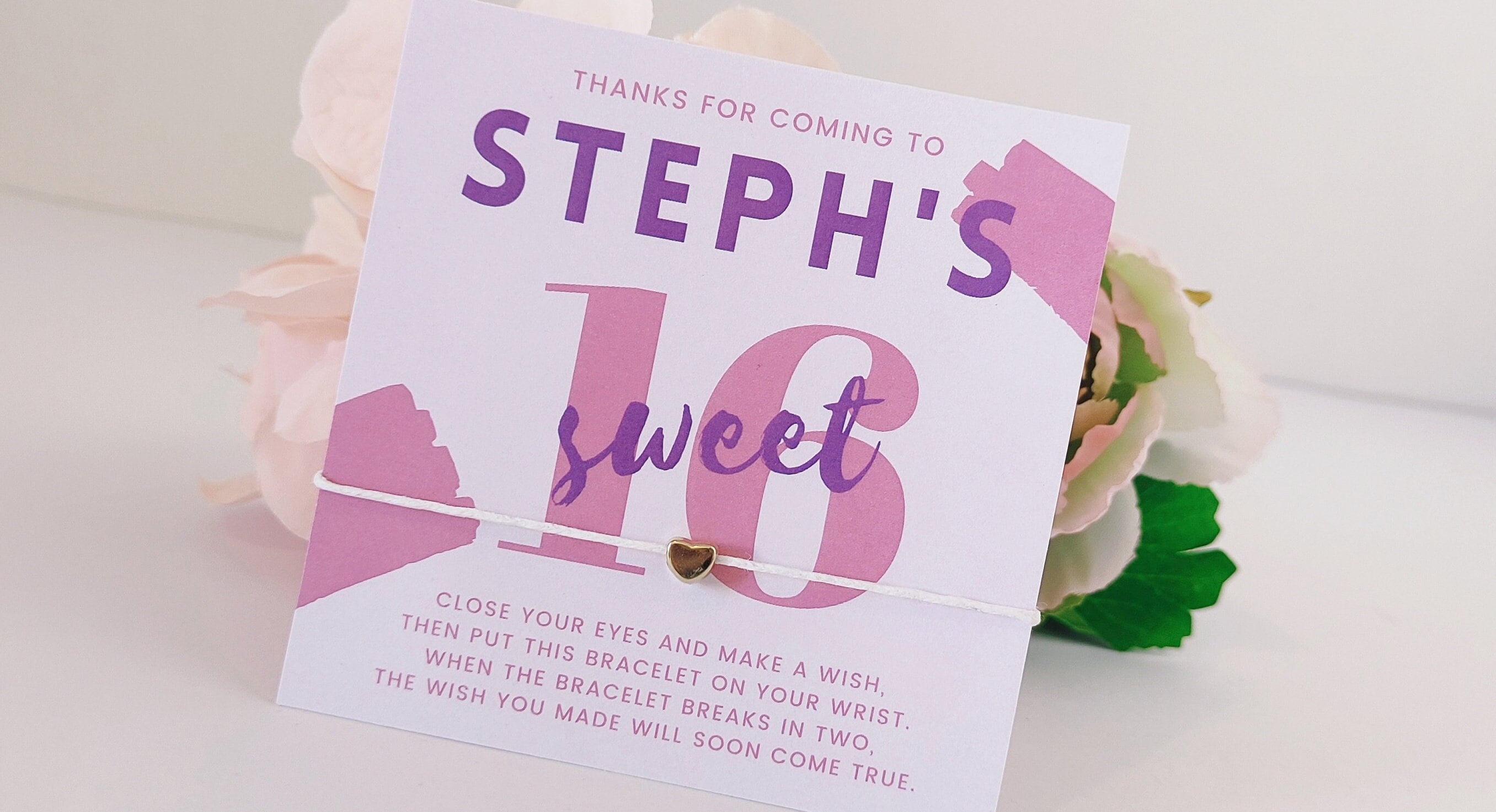 Personalized Sweet 16 Wish Bracelet Favors